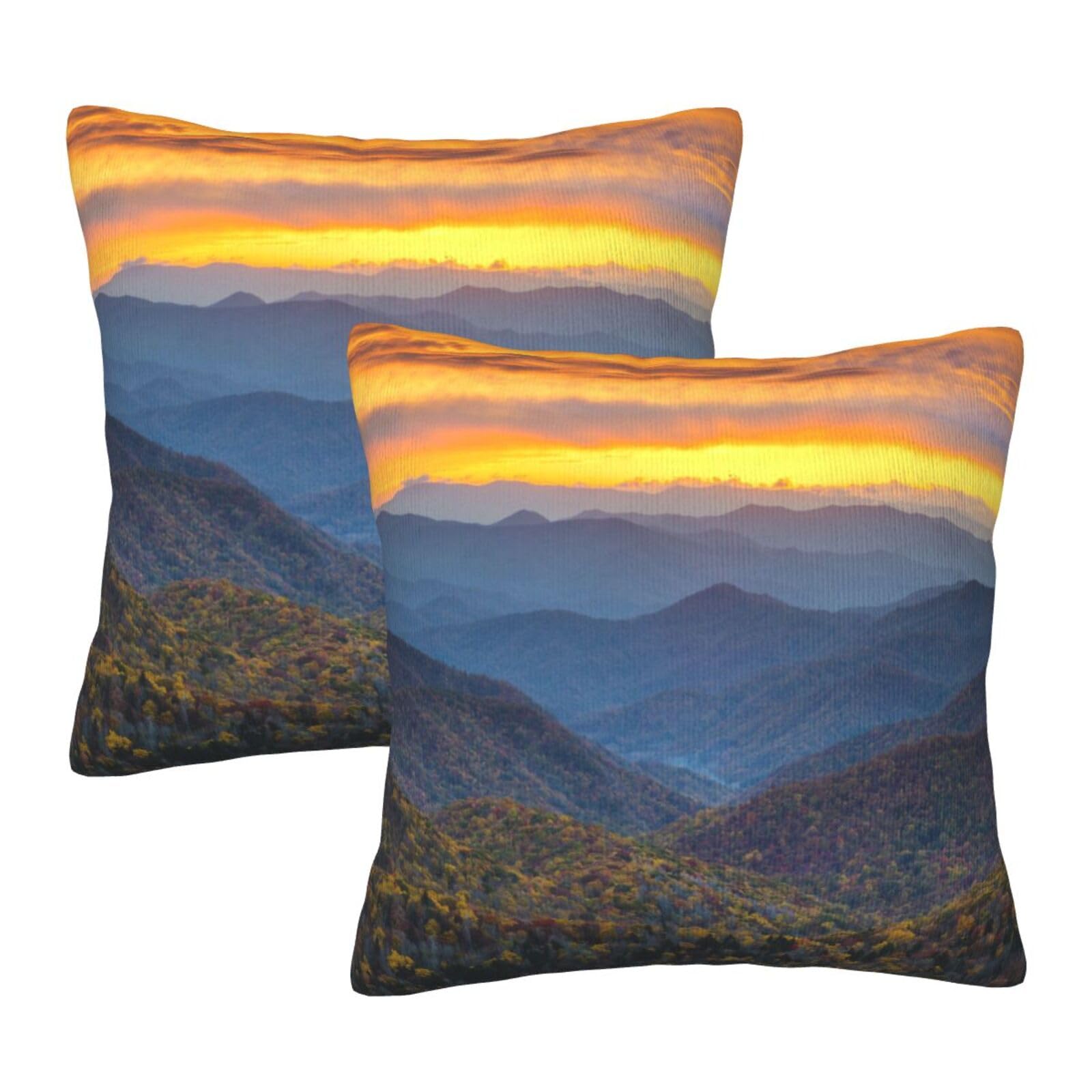 Taies d'oreiller Blue Ridge Parkway imprimées lot de 2 housses de coussin montagne