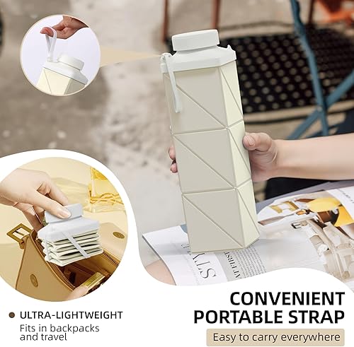 Vista 116 de Botellas de agua plegables de silicona de 20.6 onzas, plegables, a prueba de fugas, sin BPA, reutilizables, ligeras, portátiles, botellas de agua