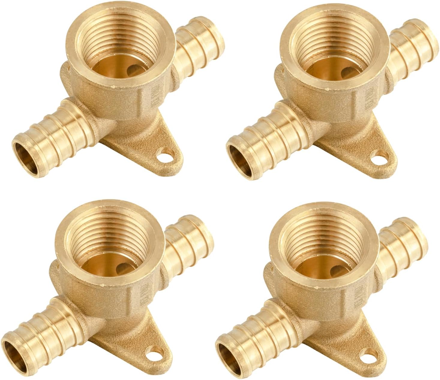 PEX Fittings, 1/2 Inch Female NPT Pex Drop Ear Tee, Brass Fittings for Pex Pipe Connect
