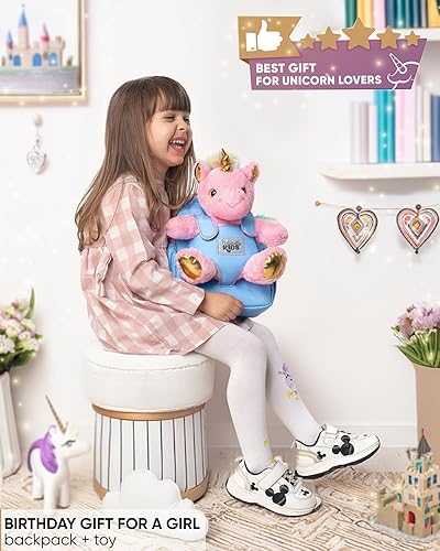 Miniatura 2 de Naturally KIDS Juguetes de unicornio rosa, regalos para niñas de 3 años, regalos de cumpleaños para niñas de 2 años, mochila de unicornio para niños