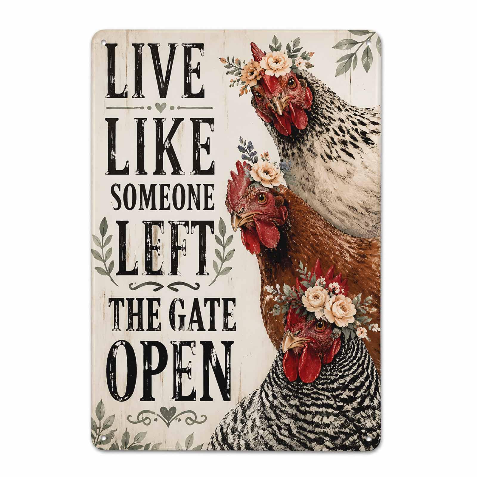 Gsrony Boys Type05 Rooster Wearing A Flower Vintage Metal Tin Sign 8X12,Waterproof
