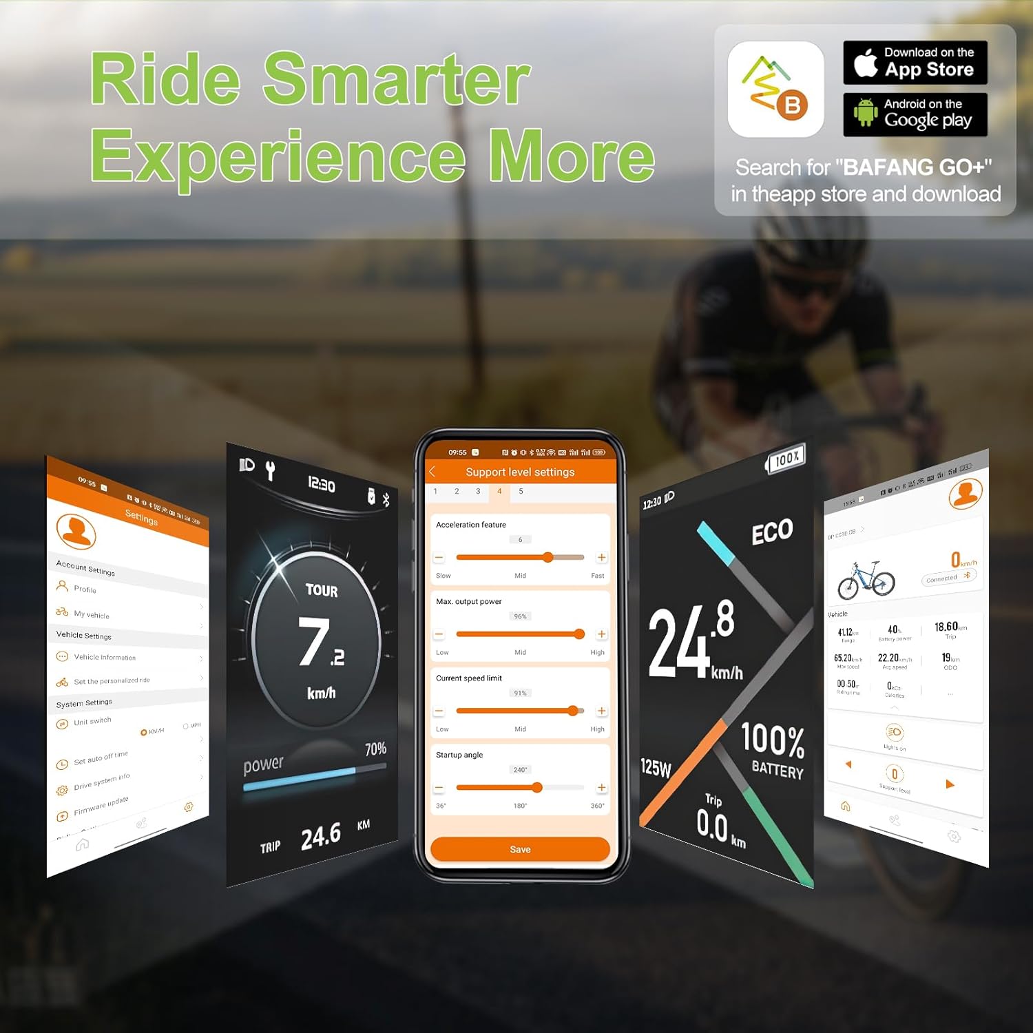 Bafang Go+ app interface for display control