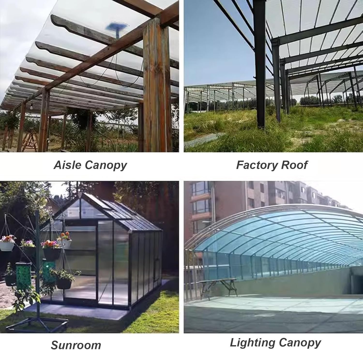 Polycarbonate Roofing Sheet,UV Resistant Clear Greenhouse Roof Panels,Sunshine Board Rainproof Insulation Hoop Green House Plastic Cover 0.8mm Glassfiber Panel,1.64/2.62/3.28/3.94ft(0.8x10m/2.62x32.8f