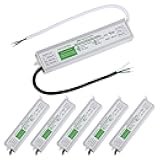 （Pack of 6） LED Driver 60 Watts Waterproof IP67 Power Supply Transformer Adapter 100V-260V AC to 12V DC Low Voltage Output for LED Light, Computer Project, Outdoor Light and Any 12V DC led Lights