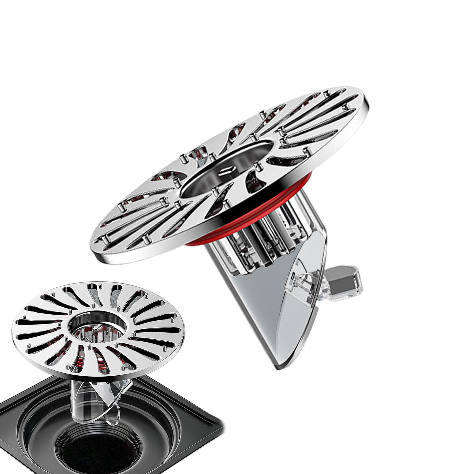 Valvola Di Scarico A Pavimento - Rame 45x42mm, Anti Odore, Per Bagno E Cucina