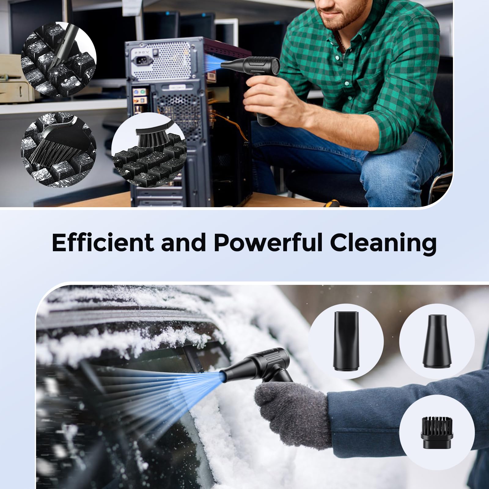 Compressed Air Duster,180000 RPM Air Duster,Replace Canned Air -Portable Electric Air Duster for Keyboard Cleaner,Cordless Jet Dry Blower,Adjustable Compressed Air for Computer/Car Cleaning