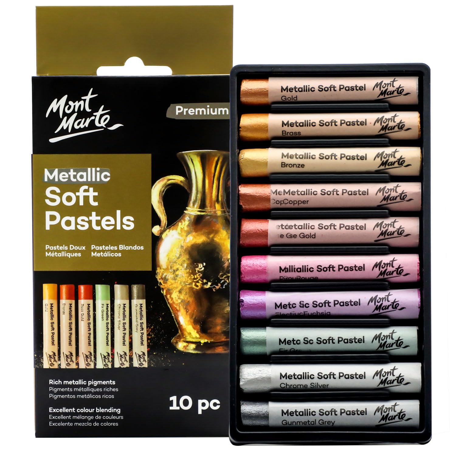 Sponsored Ad – MONT MARTE Metallic Soft Pastels Premium 10pc, Dry Pastels, Assorted Metallic Colours, Versatile Art Pastels for Blending, Layering & Shading, Ideal for Art, Craft, Drawing