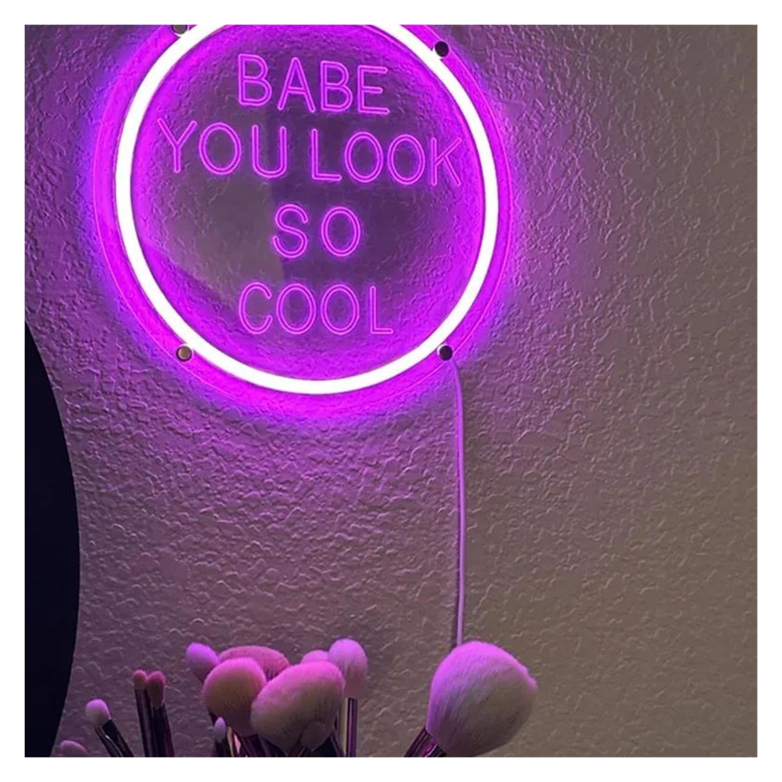 SHOUXI Sign Lamp Babe You Look So Cool Neon Sign, Bedroom Home Wall Decor 35x35cm(Purple)