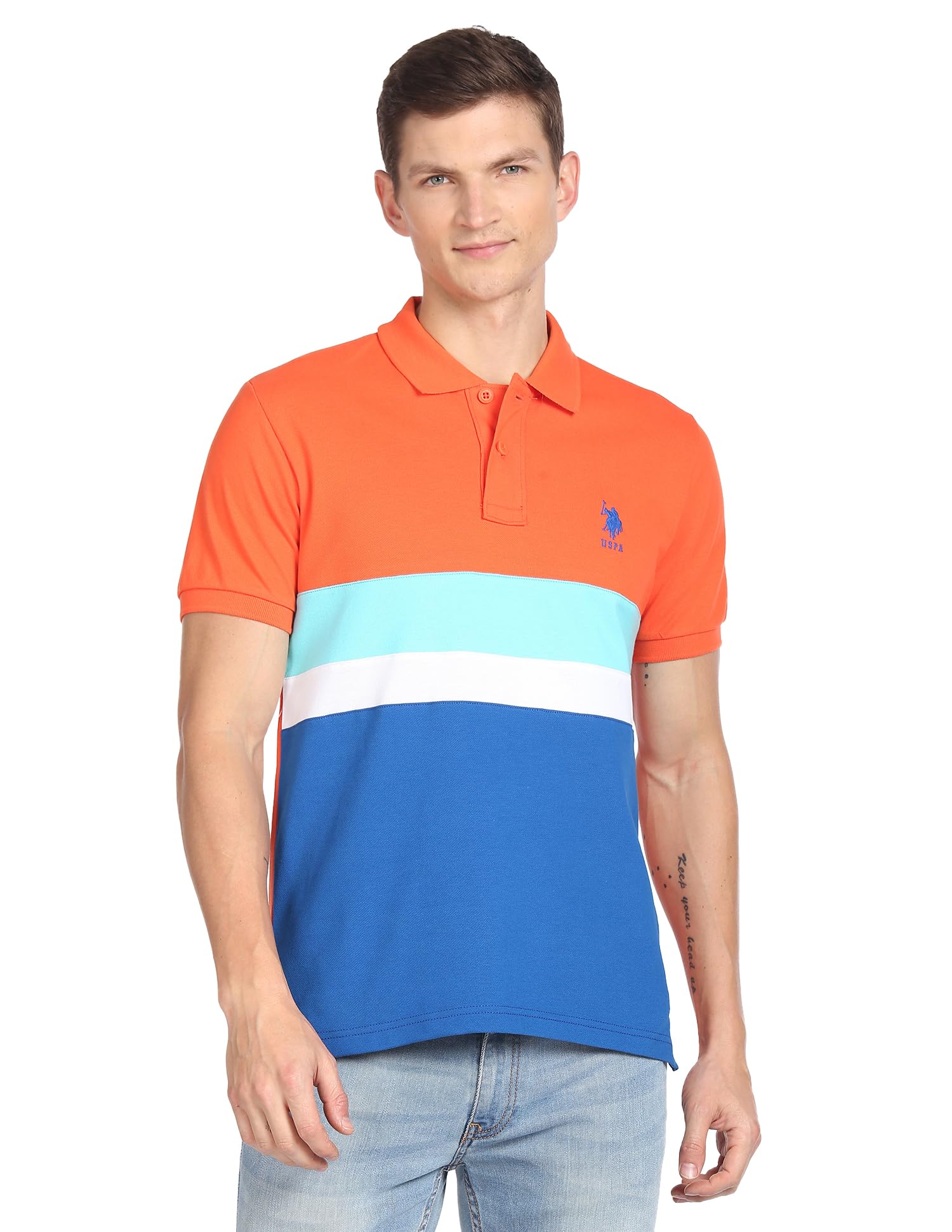 Men's Cotton Printed Slim Fit Polo Shirt-image-48