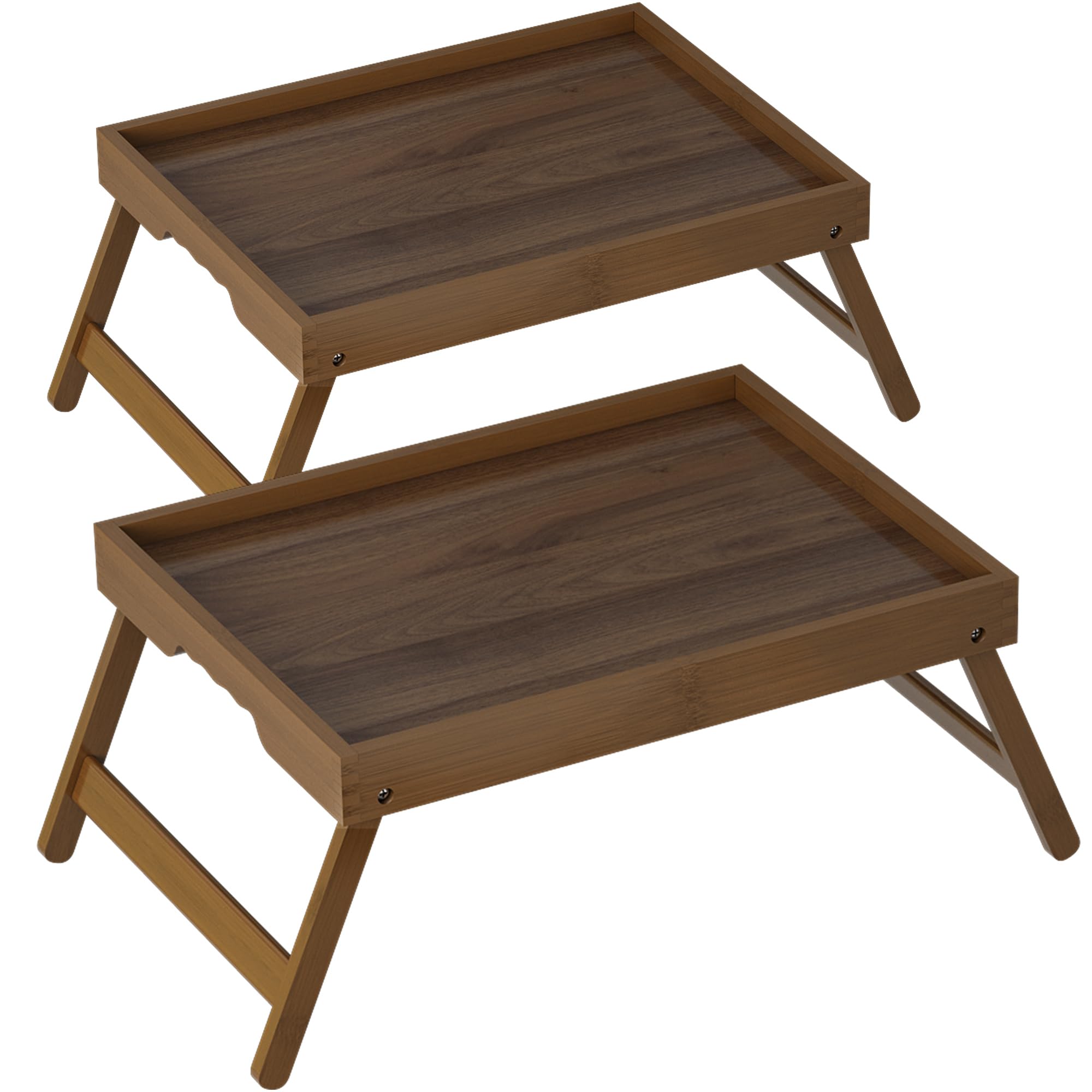 Lot de 2 plateaux à petit déjeuner avec pieds pliables Noyer