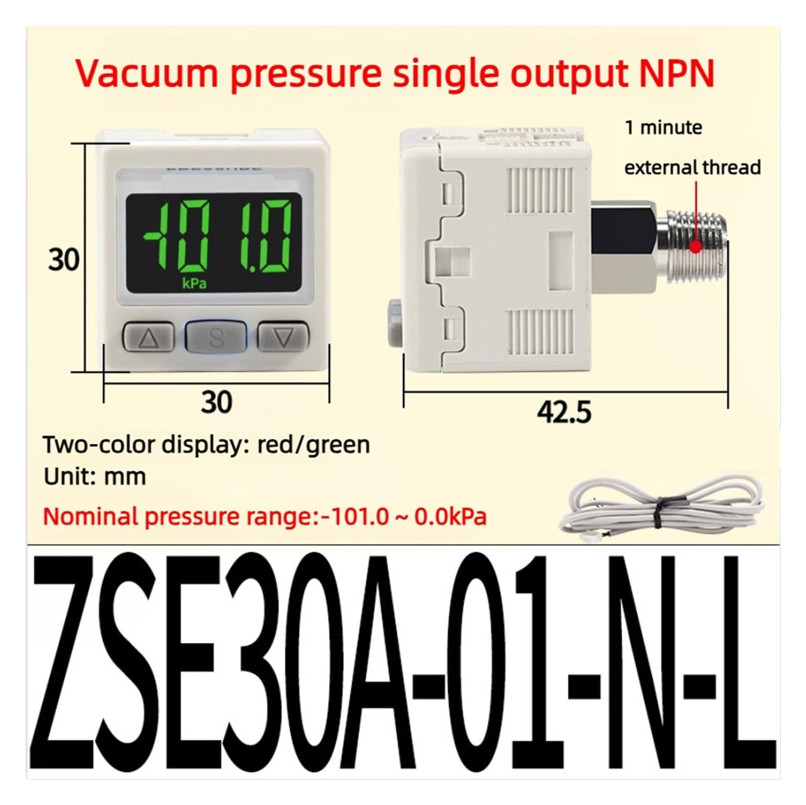 Digitalanzeige Druckschalter Manometer Positiver und negativer Druck ISE30A ZSE30A Pneumatisch