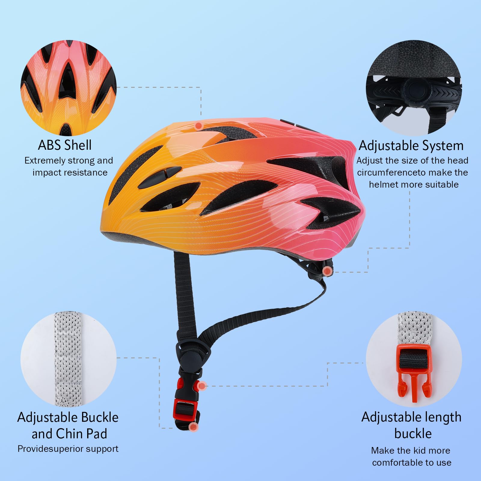 Bambini Casco da Bici Regolabile per 3-8 Anni - Circonferenza Testa 50-56 cm - Certificato CE per Bicicletta, BMX, Cycling, Skateboard - Ragazzi e Donna