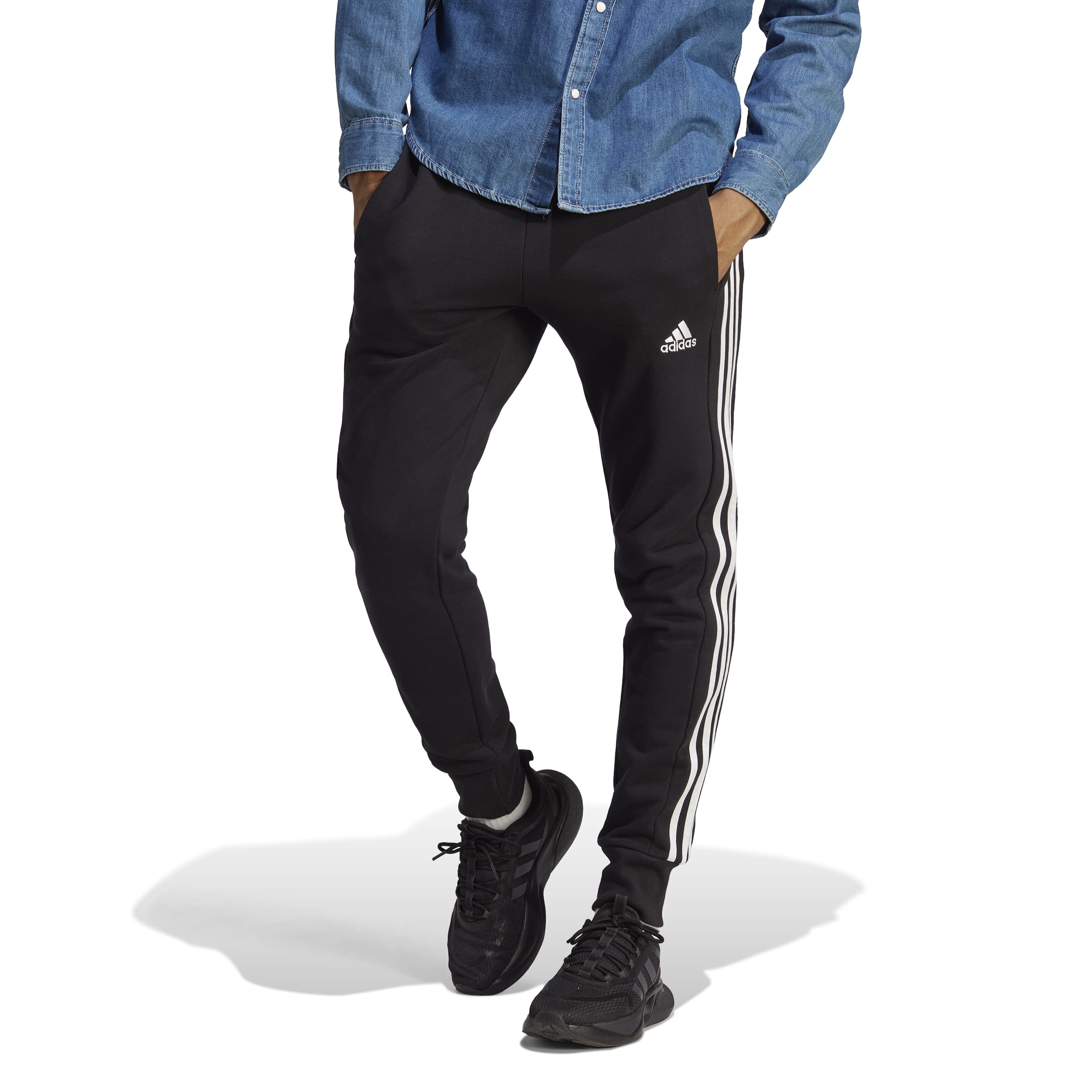 adidas Essentials French Terry Tapered Cuff 3-Stripes Pants - Pants Hombre
