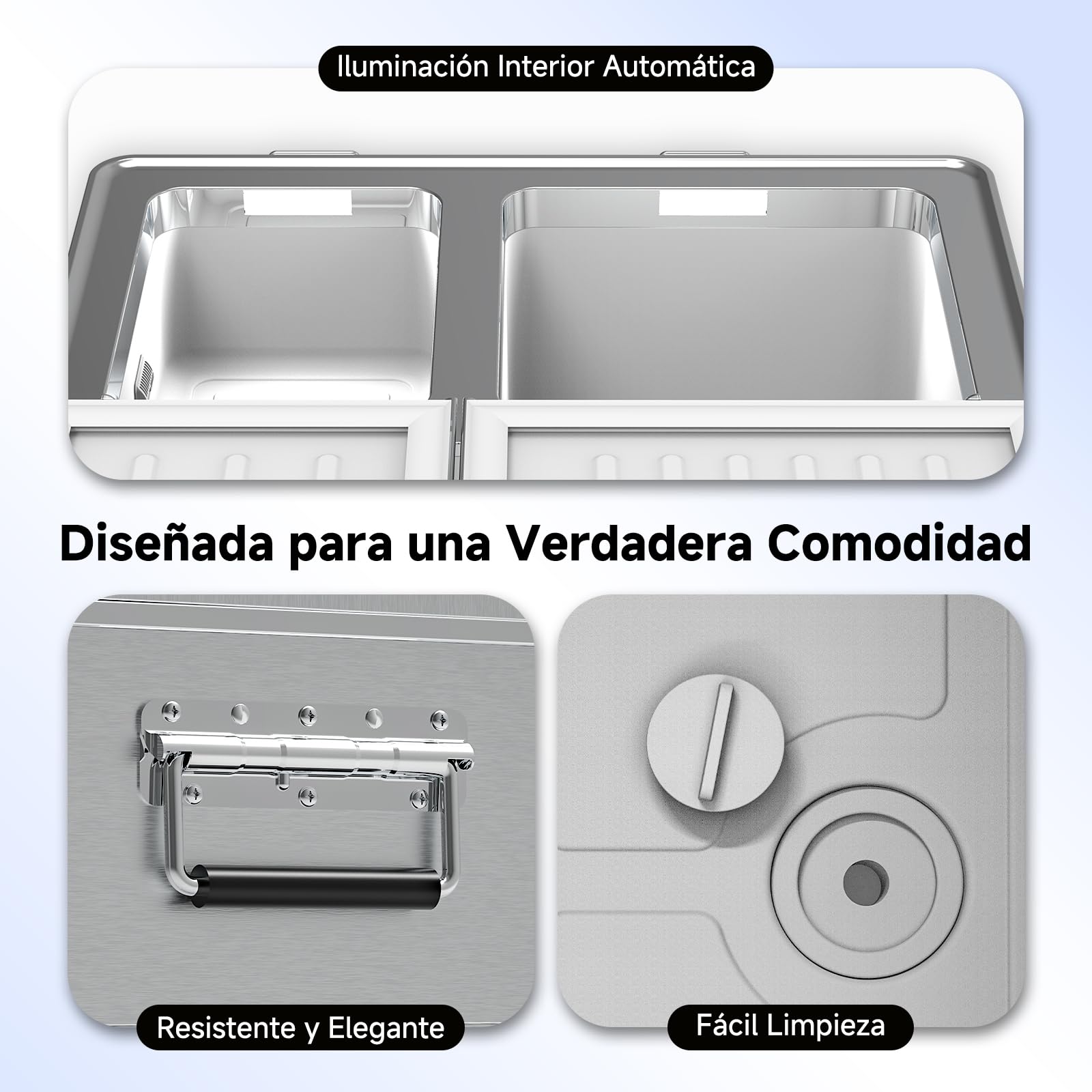 AAOBOSI Nevera Portatil 40L,Nevera 12v Compresor Doble Zona, de -20 °C a 20 °C, Aluminio Nevera Portatil Electrica Coche 12V/230V, Autocaravana, Camping, Jardín, Barco y Viajes en Coche