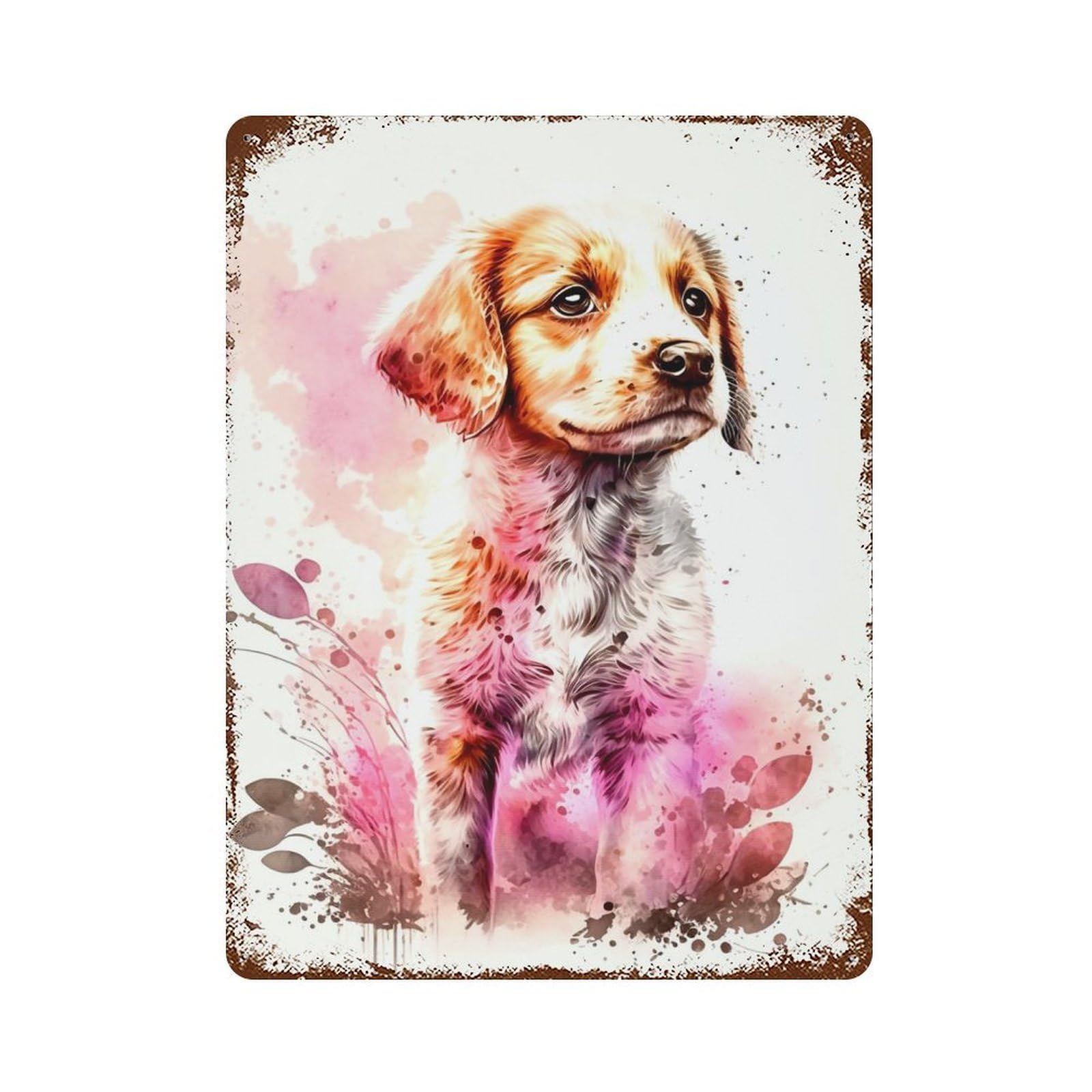 Golden Retriever Aged Metal Wall Plaque 15.7"x11.8", for Shed, Workshop And Garage Wall Decor, Old School Wall Decor