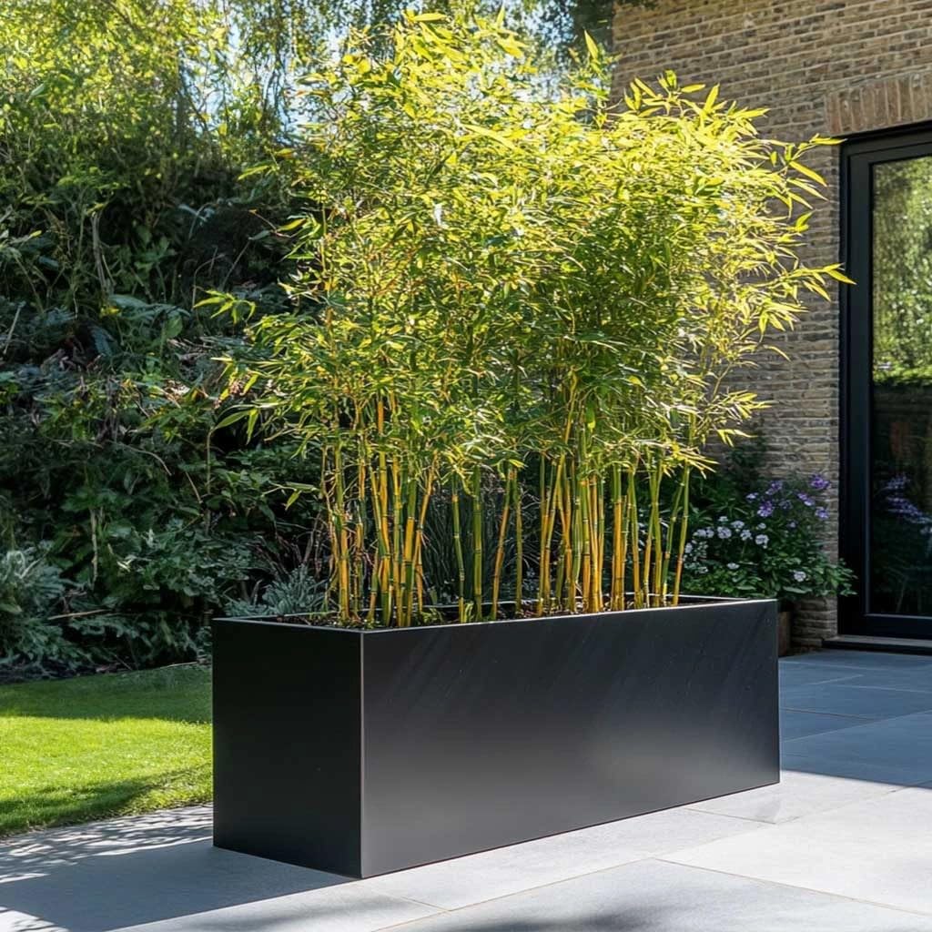 Tulipy Zinc Galvanised Trough Planter with Liner | No Assembly Needed | Lightweight (Matte Black, L100cm x W40cm x H40cm)