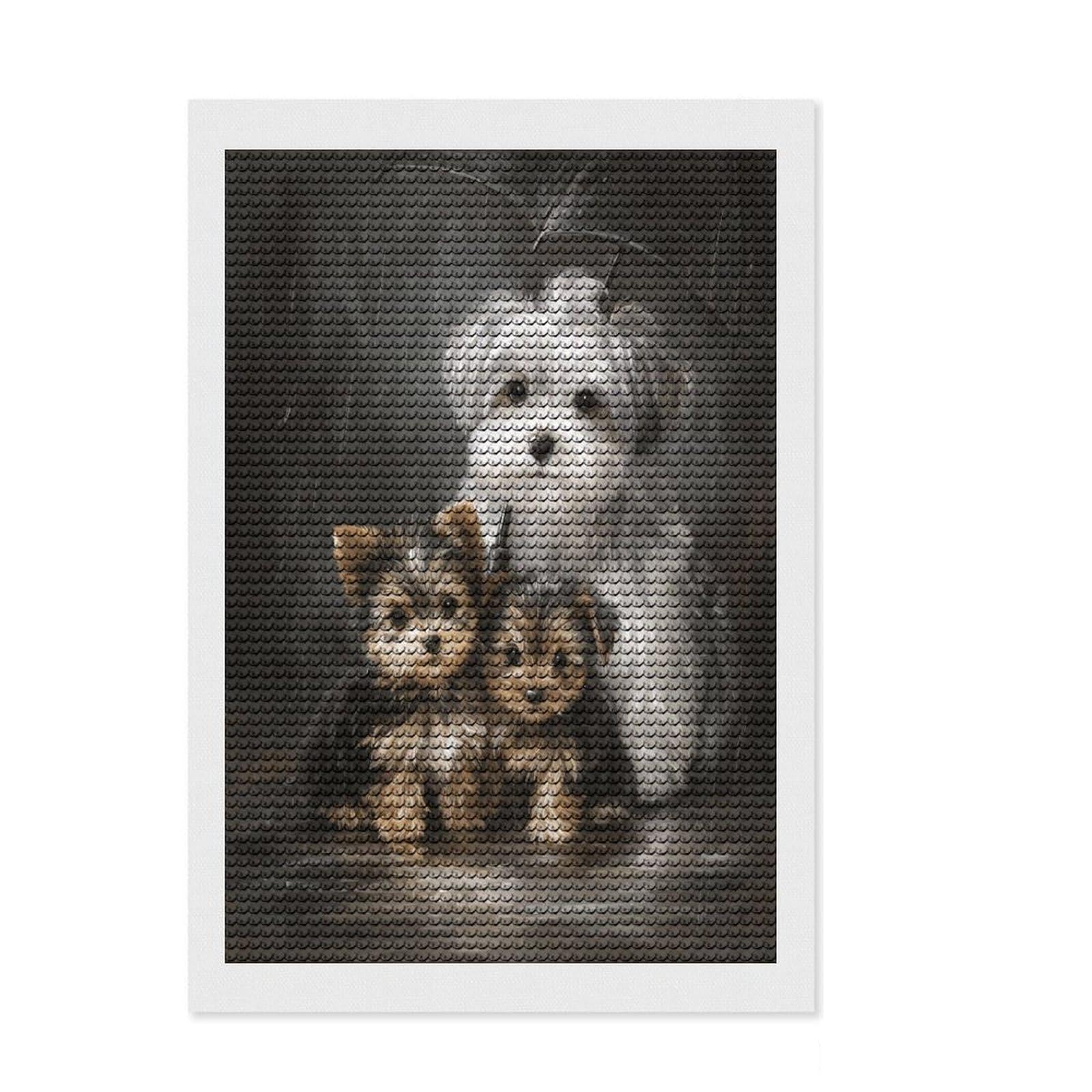 Junmoney Rainy Day Pups Diamond Style Art Kit 8"x12", Bedroom Decor, Festive Craft Gift, Farmhouse Decor, Holiday Gift Idea