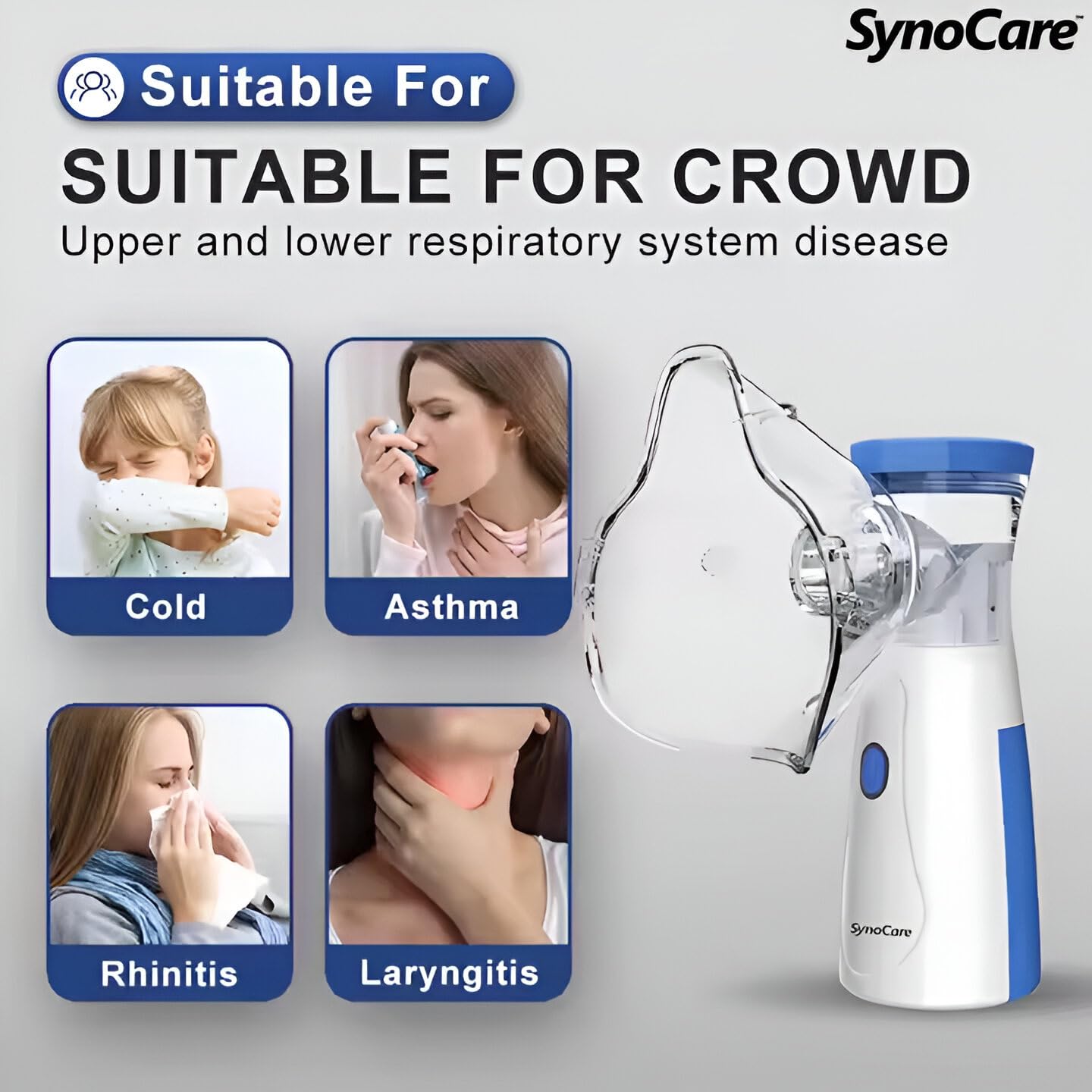 Sinocare portable Aries nebulizer for adults and children, nebulizer machines in hand with 2 masks, 1 -mouth piece and cool mist inhaler for USB, cold and cough, breathing problem - (white) Sinocare portable Aries nebulizer for adults and children, nebulizer machines in hand with 2 masks, 1 -mouth piece and cool mist inhaler for USB, cold and cough, breathing problem - (white)