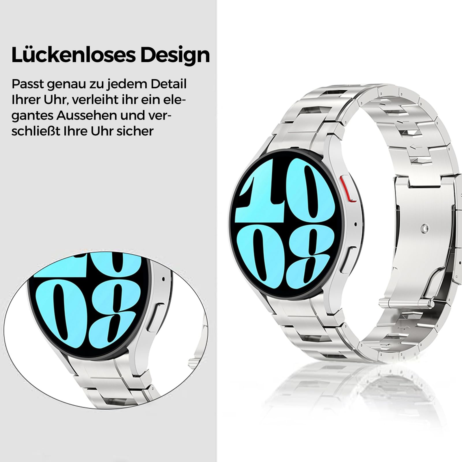 Bracelets en titane compatibles avec Samsung Galaxy Watch 7/6/5/4/FE 44 mm 40 mm, bracelet en métal sans goupille 20 mm, 20mm