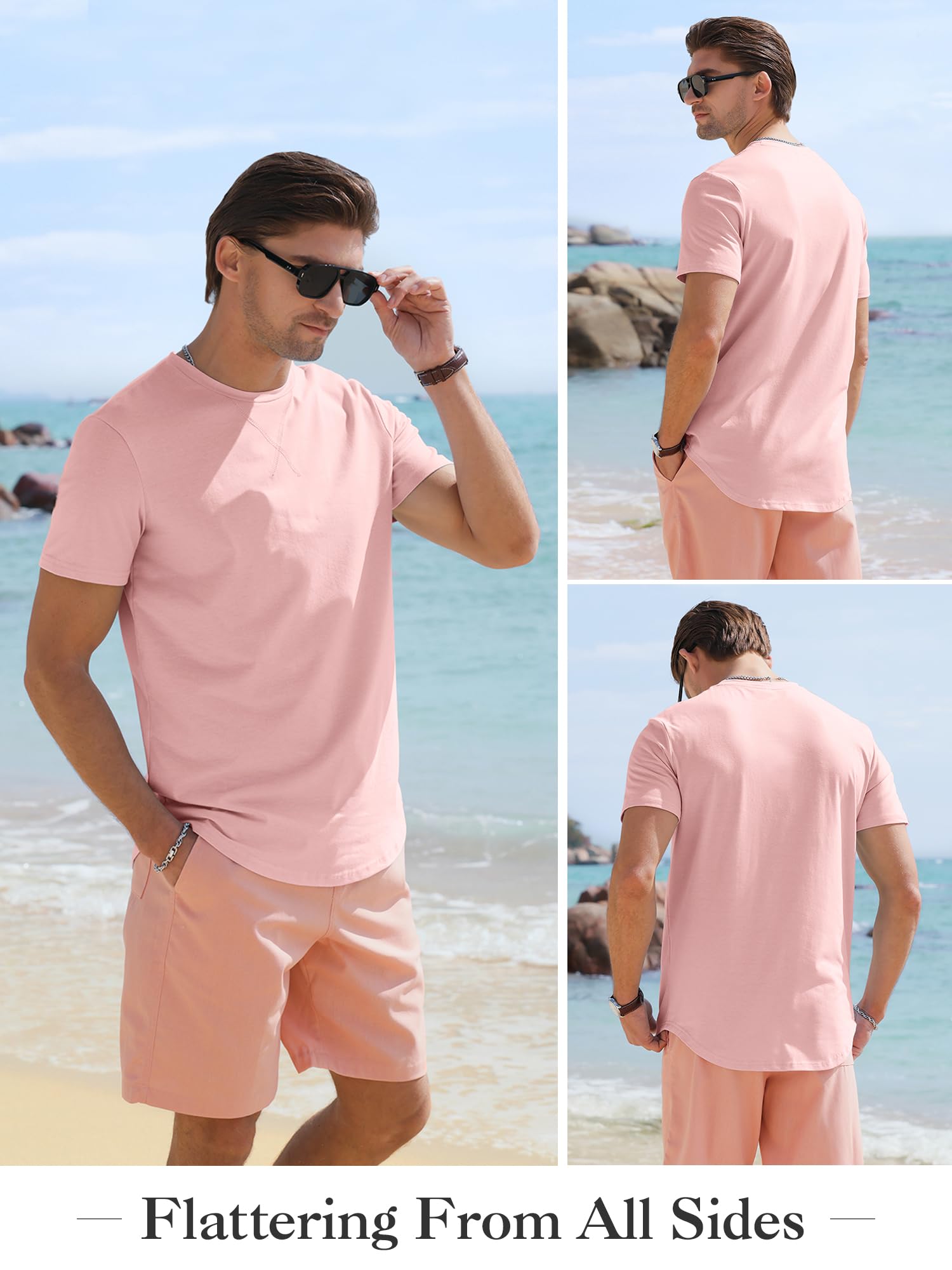 Comdecevis Confezione da 2 magliette da uomo in cotone a girocollo, stile hipster, hip hop, lunghe