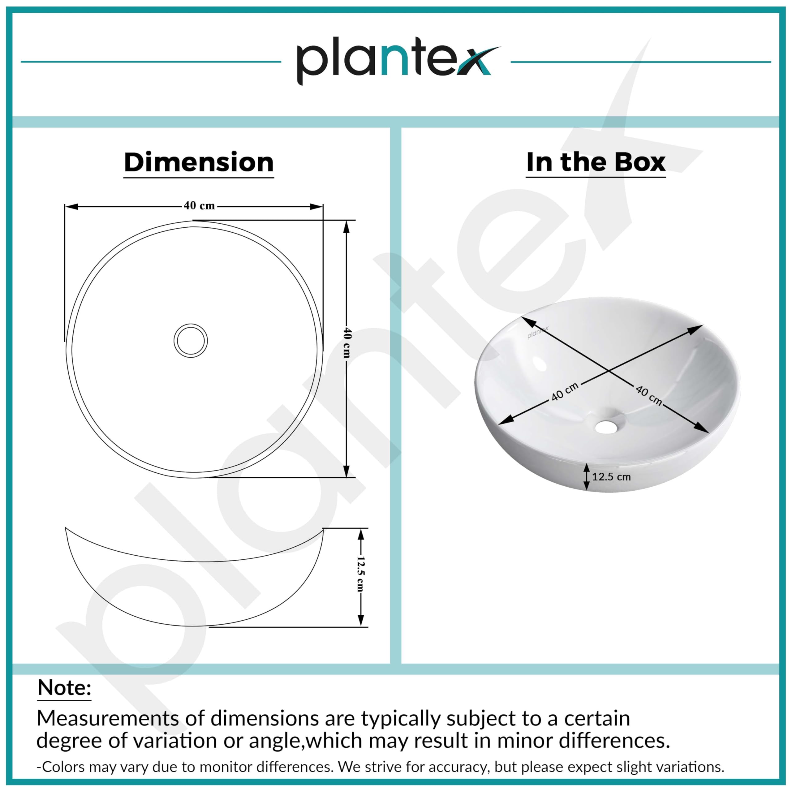 Plantex Platinum Ceramic Table Top Wash Basin/small Basin for Bathroom with 10 Years Glaze Warranty by Plantex (15.5 x 15.5 x 5 Inch - White) 1