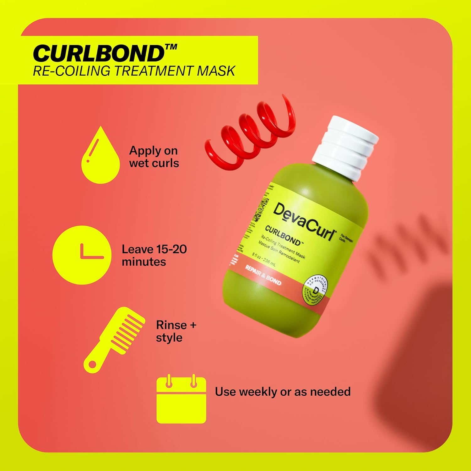 DevaCurl CurlBond Re-Coiling Treatment Mask | Helps Re-Link Broken Bonds | Improves Strength | Protects From Future Damage | All Curl Types - Image 3