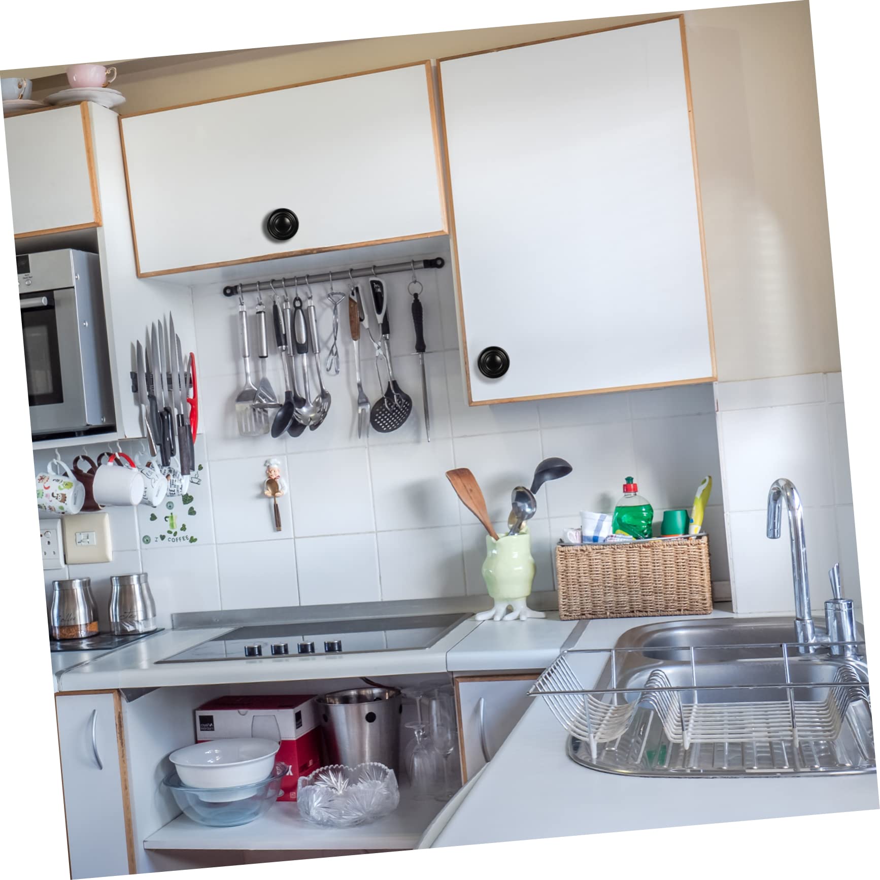 Pomelli Rotondi Neri in Lega di Zinco per Porte e Cassetti 12 Pezzi | Finitura Stile Nordico, Lavorazione Accurata, Design Essenziale e Unico, per Mobili e Armadi
