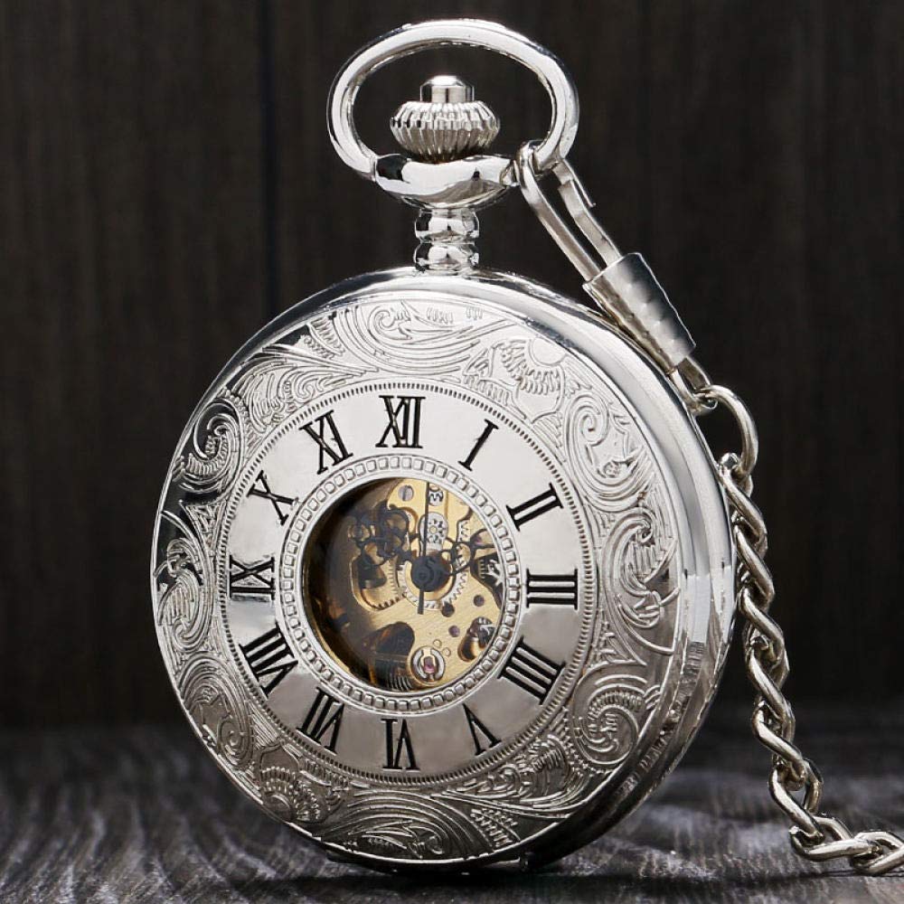 Pocket Watch Vintage Silbernummer Mechanische Taschenuhr Doppelte Hunter Hülle Uhr Uhr
