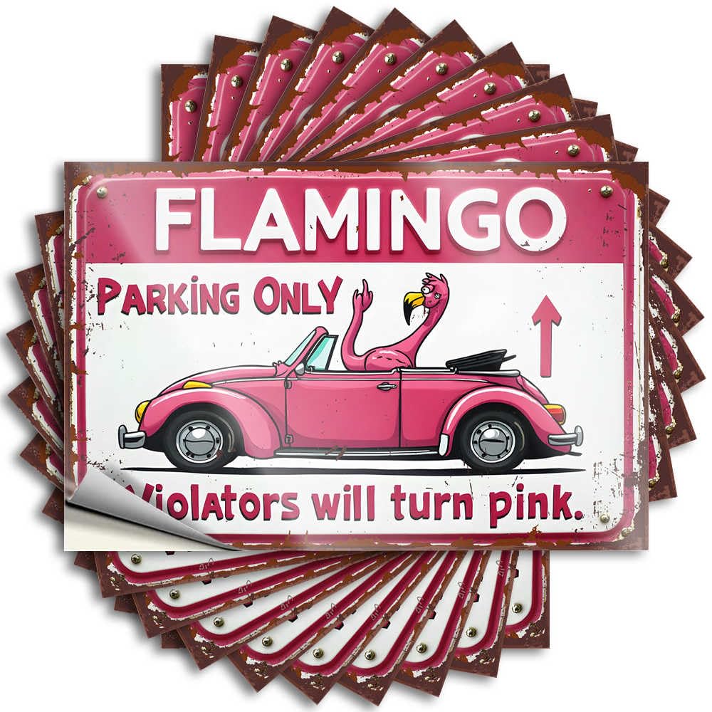 Tattoo Girly Bathroom Decor Waterproof Vinyl Sticker | Flamingo Parking Sign: Respect Or Turn Pink! Girly Tumbler for Adult DIY Projects(6X9CM)