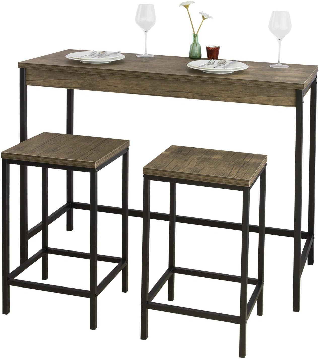 SoBuy® OGT30-N, Bar Set-1 Bar Table and 2 Stools, 3 Pieces Home Kitchen Breakfast Bar Set Furniture Dining Set