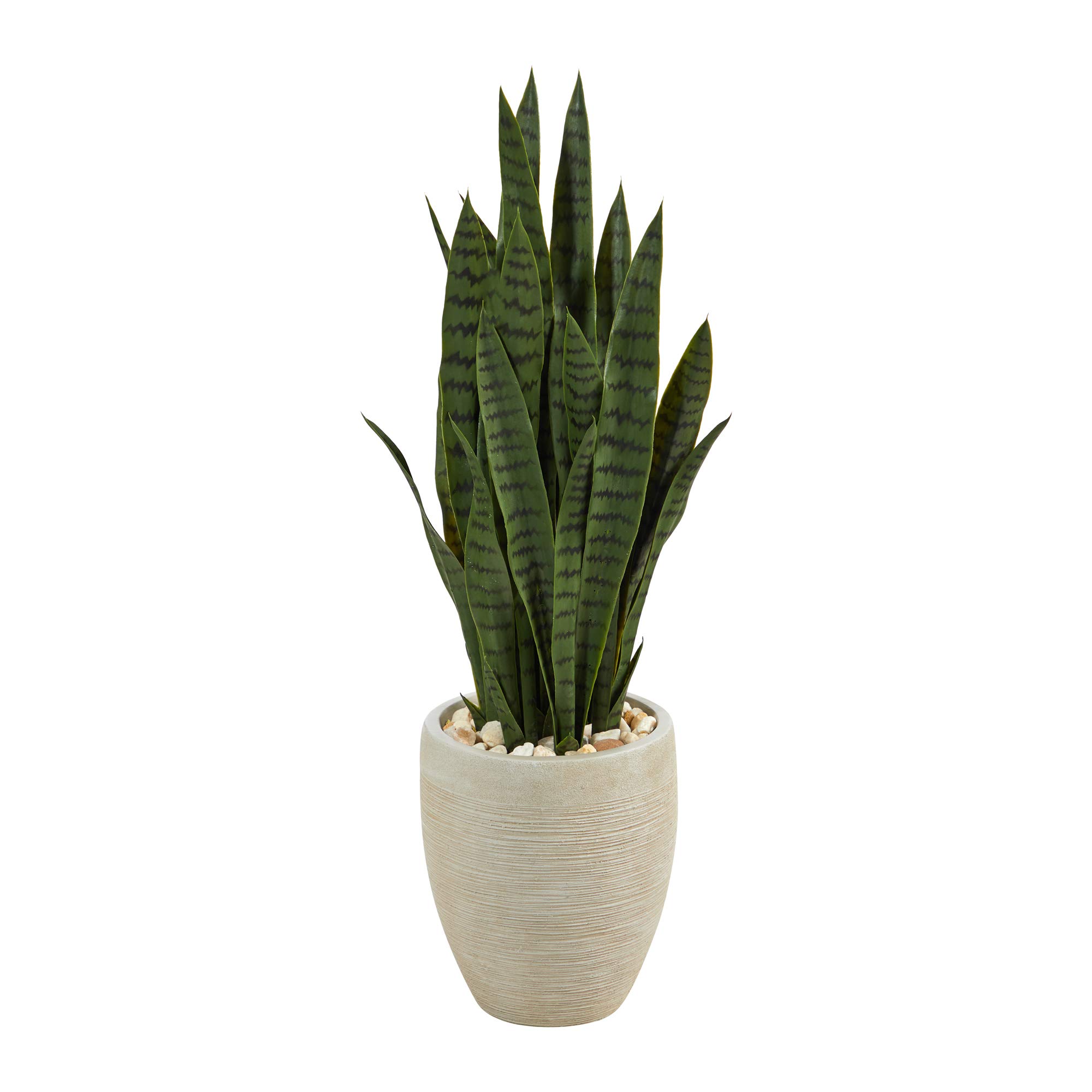 Nearly Natural 40in. Sansevieria Artificial Plant in Sand Colored Planter