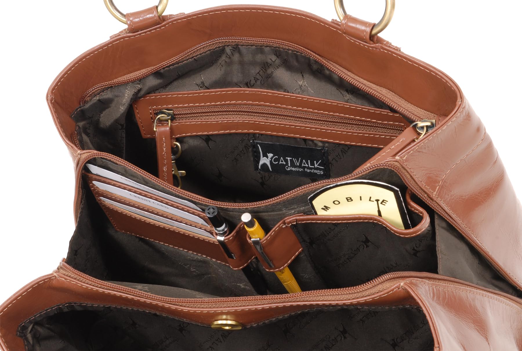 Catwalk Collection Handbags - Bolso de Hombro Piel de Mujer - Tote Bag Mediano - Bolso de Mano Diario con Multibolsillos - Bellstone