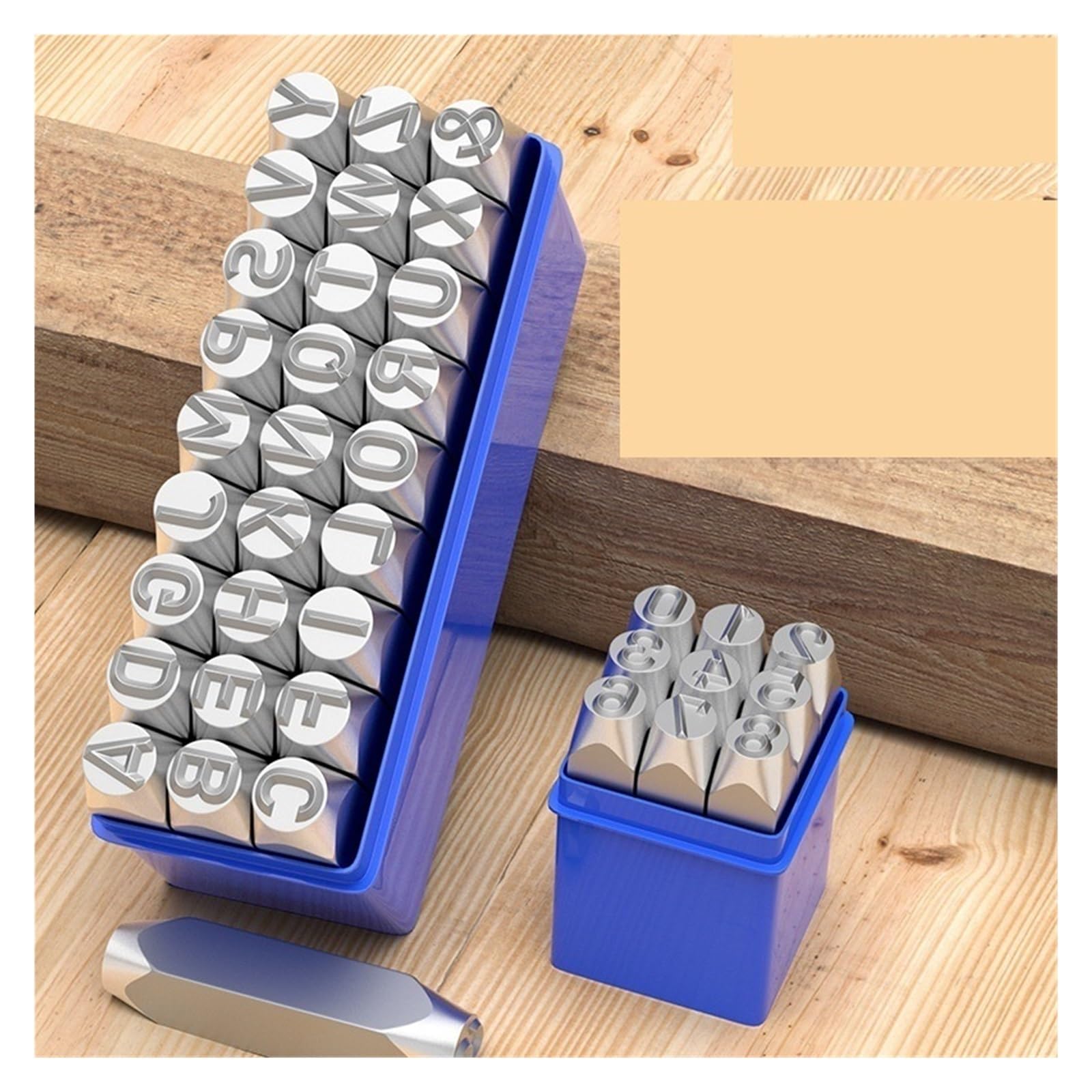 Kit de estampado Metal con troquel acero Juego de punzones sello acero, herramienta marcado estampado manual, número y letra(Letter letter 8mm)