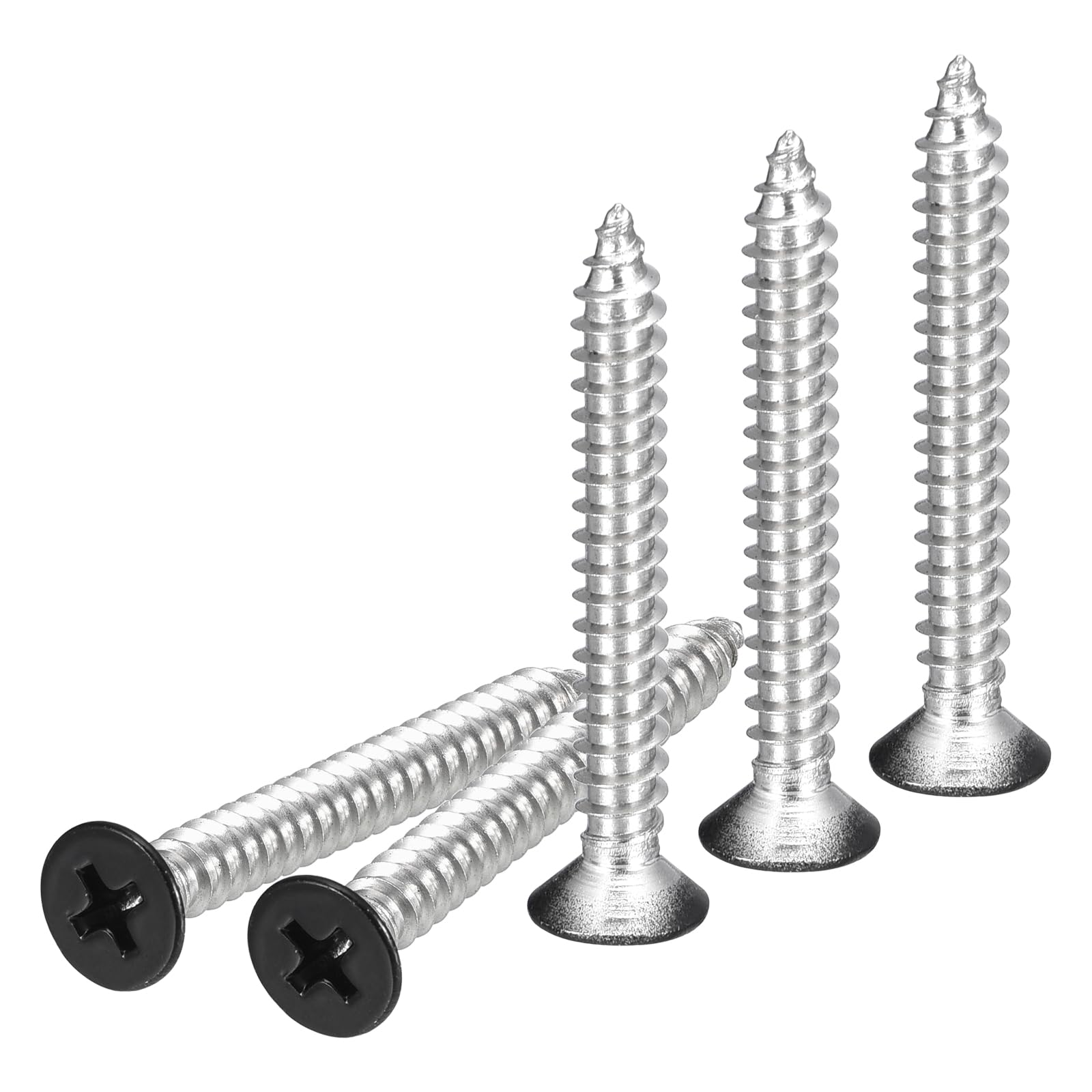 DTGN 100Pcs #10x1-1/2" Flat Head Wood Screws, 304 Stainless Steel Black Phillips Self Tapping Screws