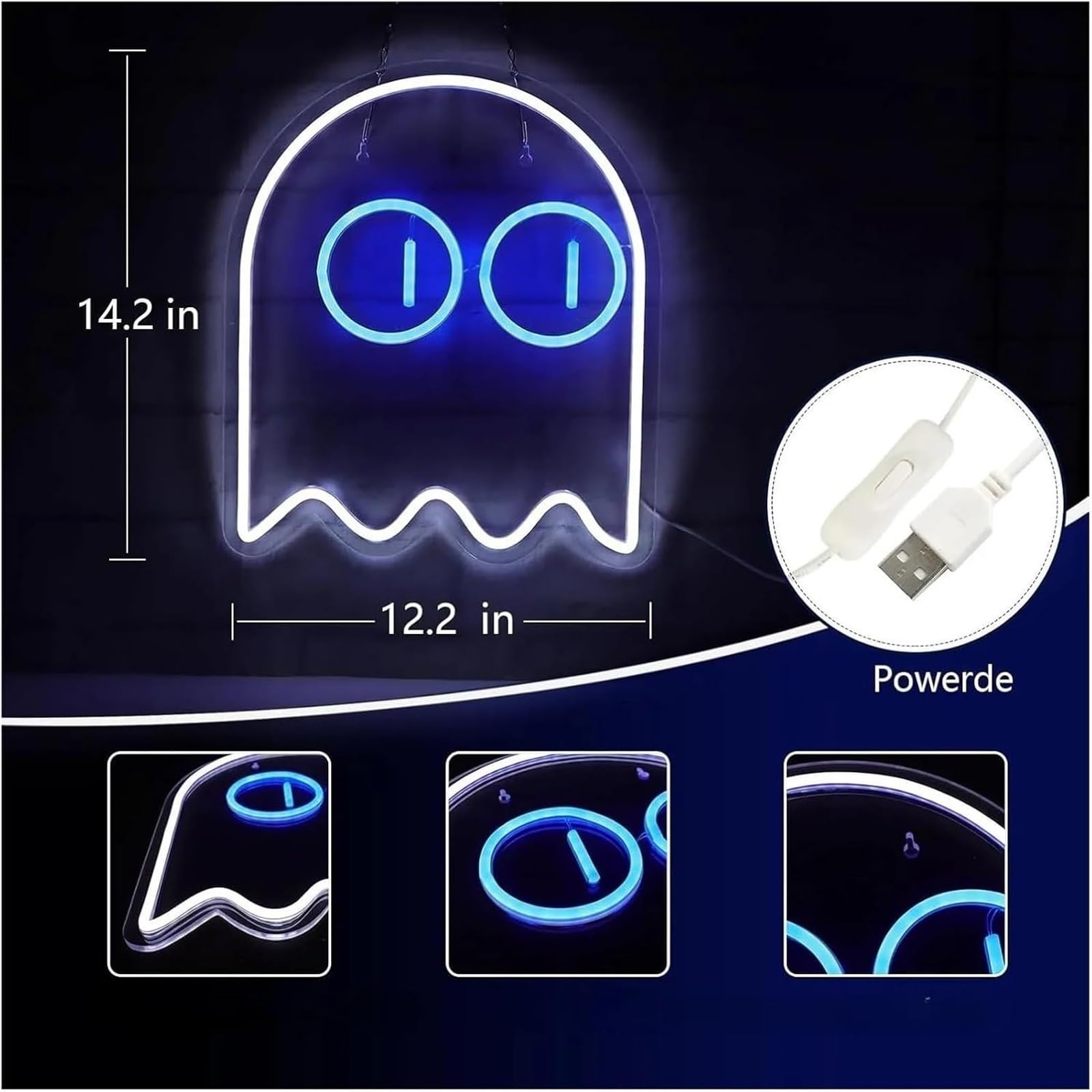 Luce al neon Per lampada al neon Ghost Gaming per insegna Luce LED per alimentato