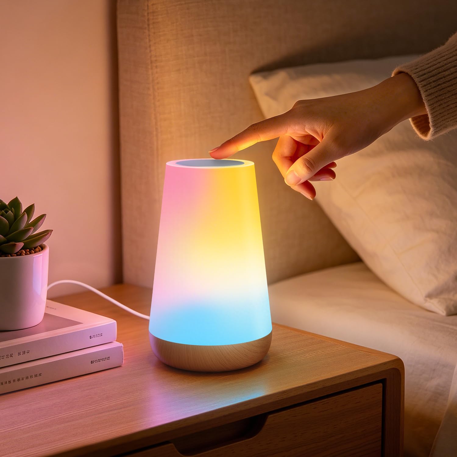 Auxmir Smart WiFi LED Night Light, Baby Table Lamp Compatible with Alexa, Google Home, Dimmable Light with RGB Colors, Music Sync