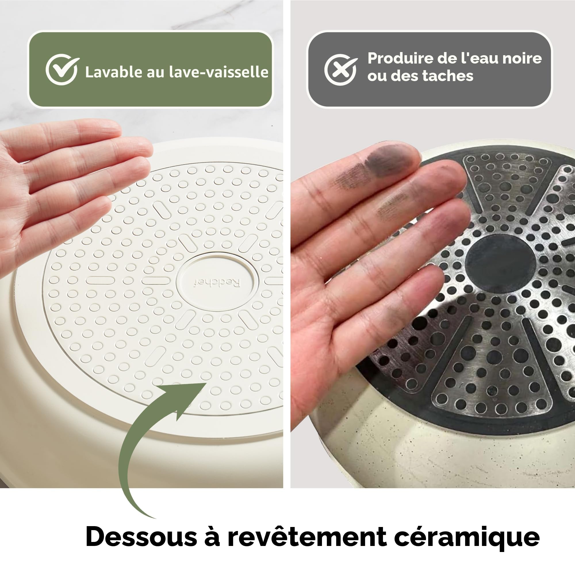 Redchef Lot de 11 casseroles en céramique avec couvercle en verre - Sans PTFE - Sans PFAS - Convient à tous les types de plaques de cuisson - Passe au lave-vaisselle (beige)