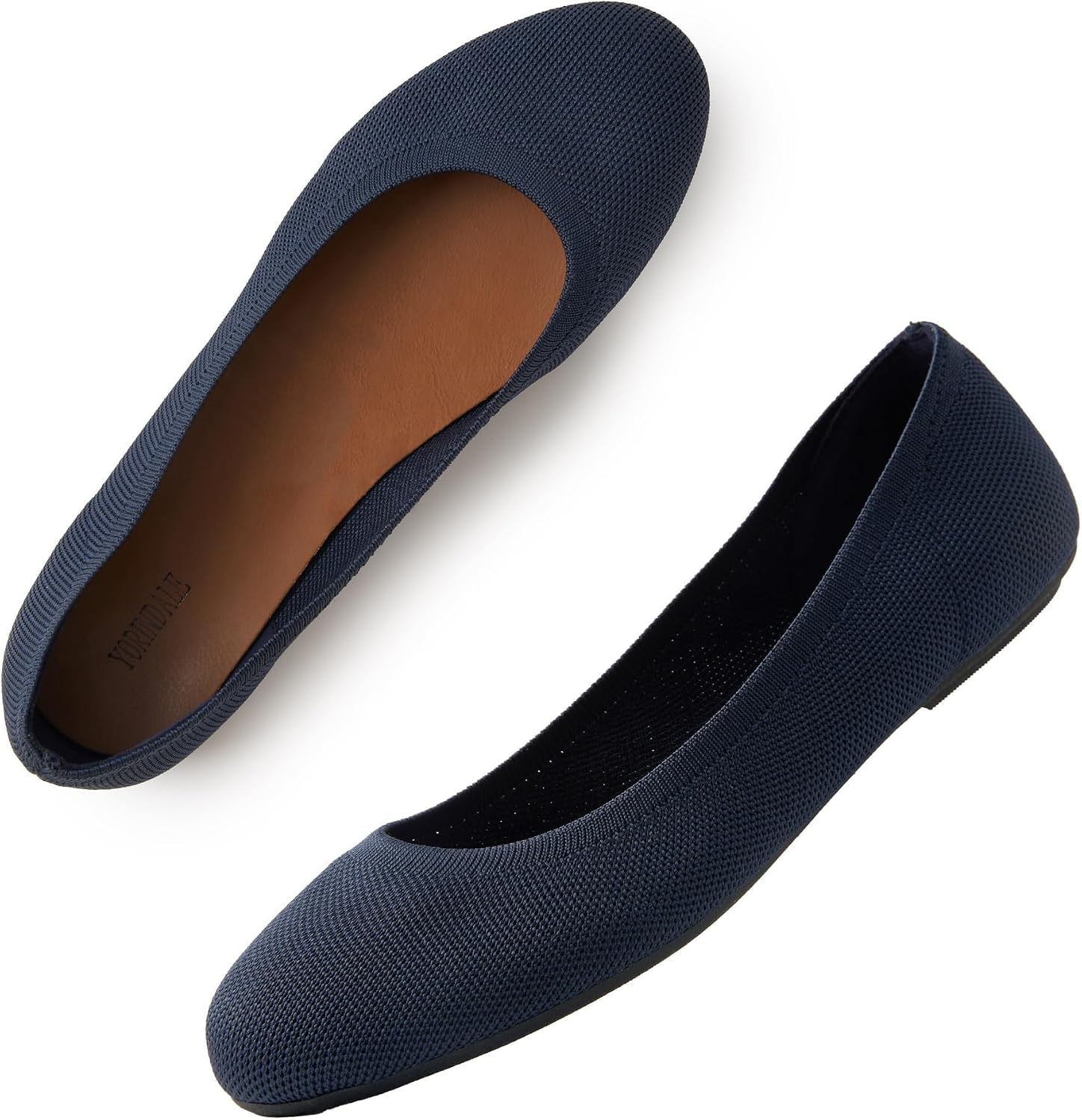 Women's Ballet Flats Round Toe Soft Knit Ballerina Flats Slip On Dress Shoes for Women Walking Dressy Casual Work Wedding
