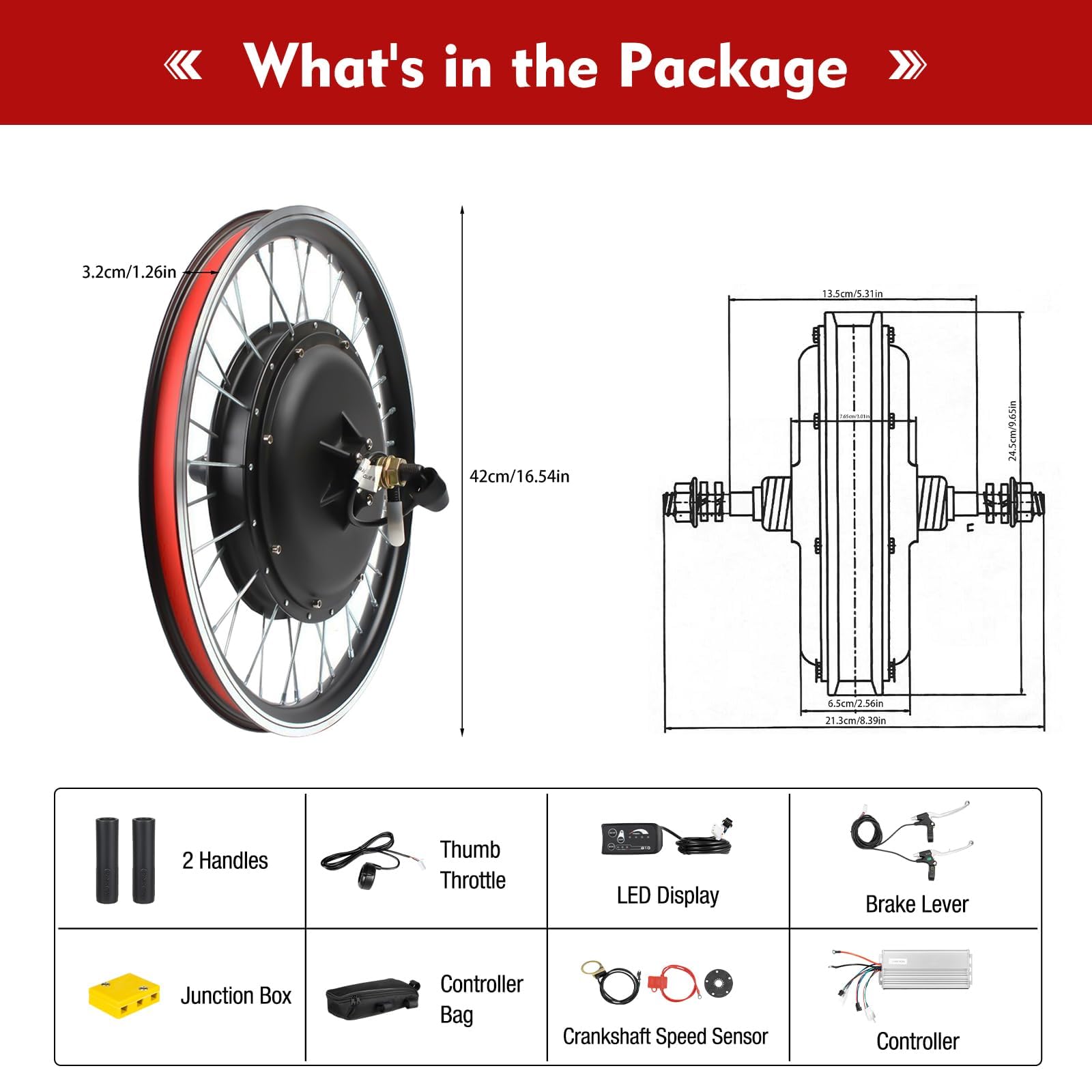 20 Zoll Ebike Umbausatz,48V 1000W Hinterrad/Vorderrad Umbausatz Kit für Brushless Nabenmotor,Elektrofahrrad Umbausatz Ebike Conversion Kit mit LED Display,Integrierte Controller (48V 1000W Hinterrad)