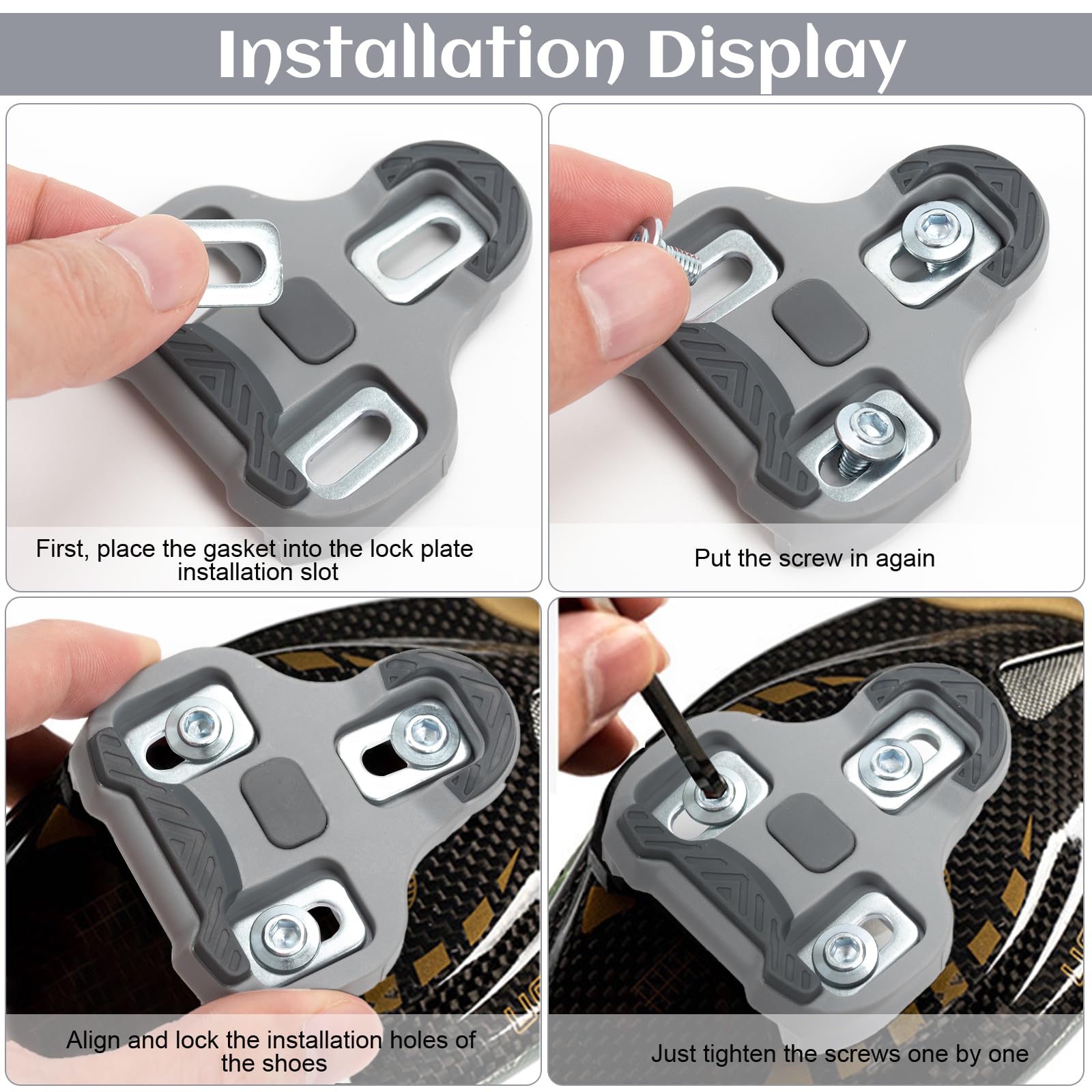 Look Keo Cleats compatibile con pedali da bicicletta, 3 fori, Grip Blade 2 Max Carbon Classic Cleats, skateboard compatibile con 4,5° MTB Pedal Strada Antiscivolo Accessori per bicicletta