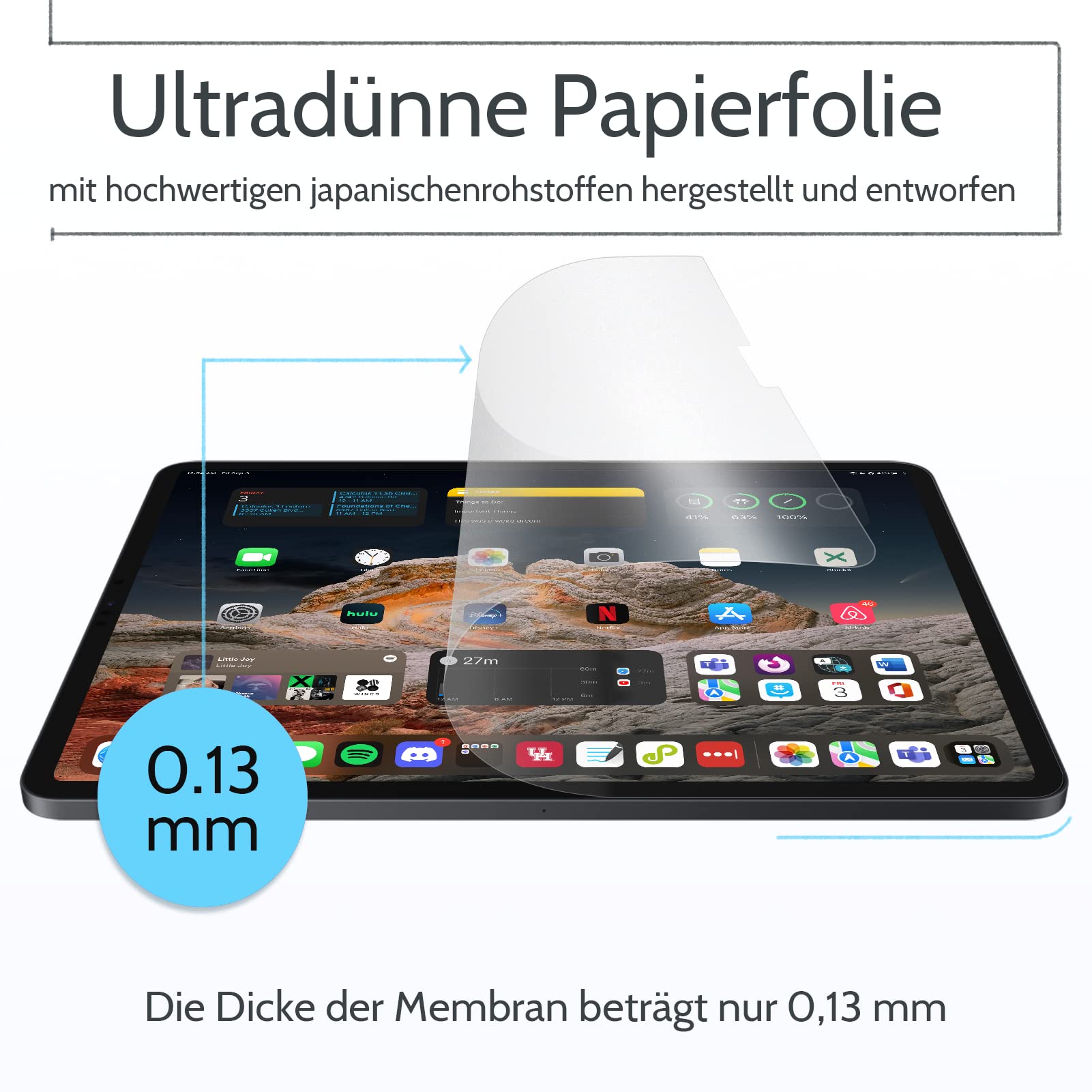 [2 Pezzi] Pellicole Protettive di Carta PET per iPad Pro 12.9", Like Paper Compatibile con iPad pro 12.9" (2018, 2020 e 2021), Pellicola Carta Opaca per Disegnare Crivere, Anti-impronta/riflesso