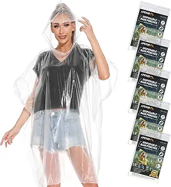 APEXUP Disposable Rain Ponchos for Adults, Emergency Rain Poncho for Camping Hiking Travelling