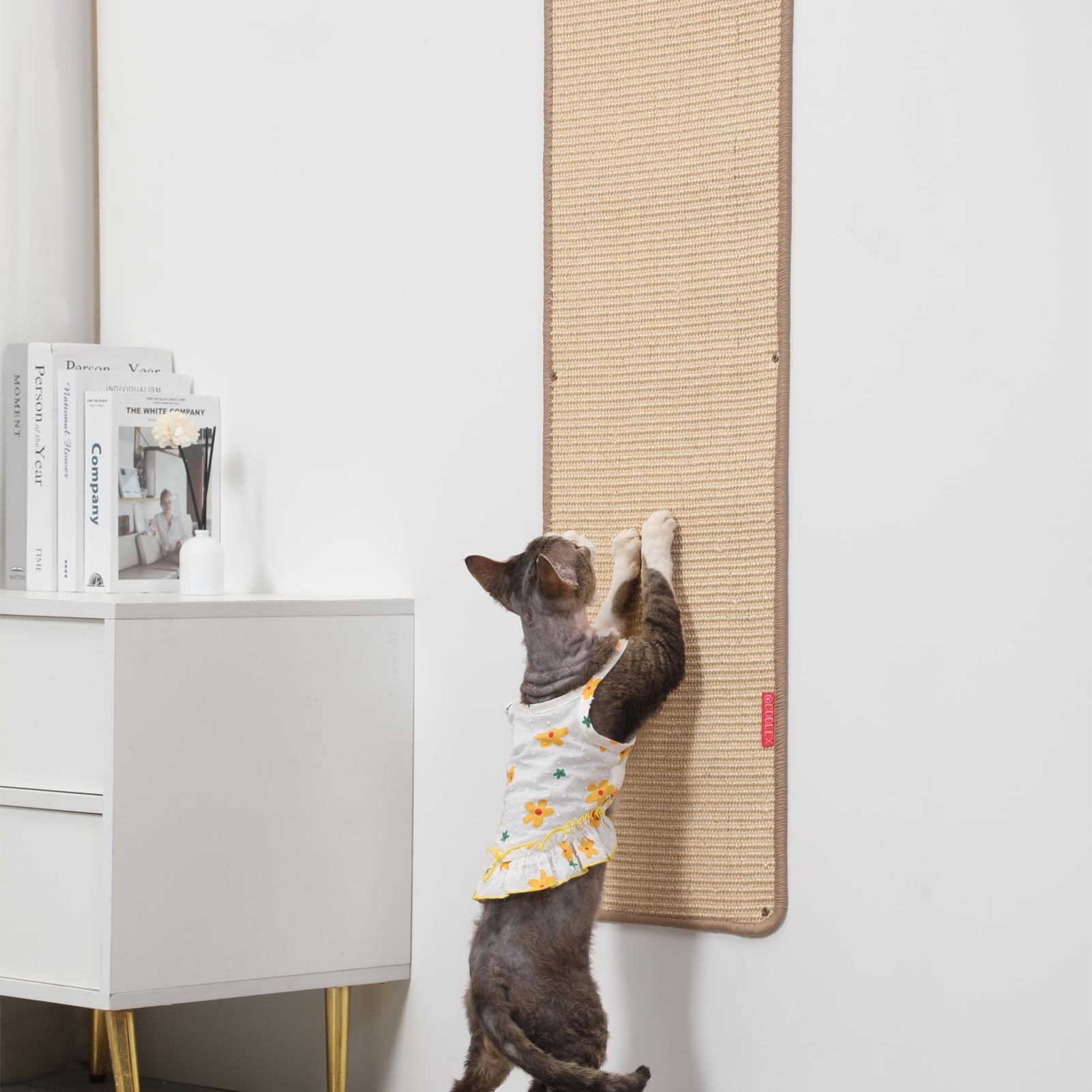 COOLEX66.93x13x0.32inch Thickened Cat Wall Scratcher Carpet,Cat Climbing Wall, Durable Cat Wall Furniture, Tall Cat Scratching Post,Wall Scratchers for Indoor Cats, Couch Sofa Protector (Brown)