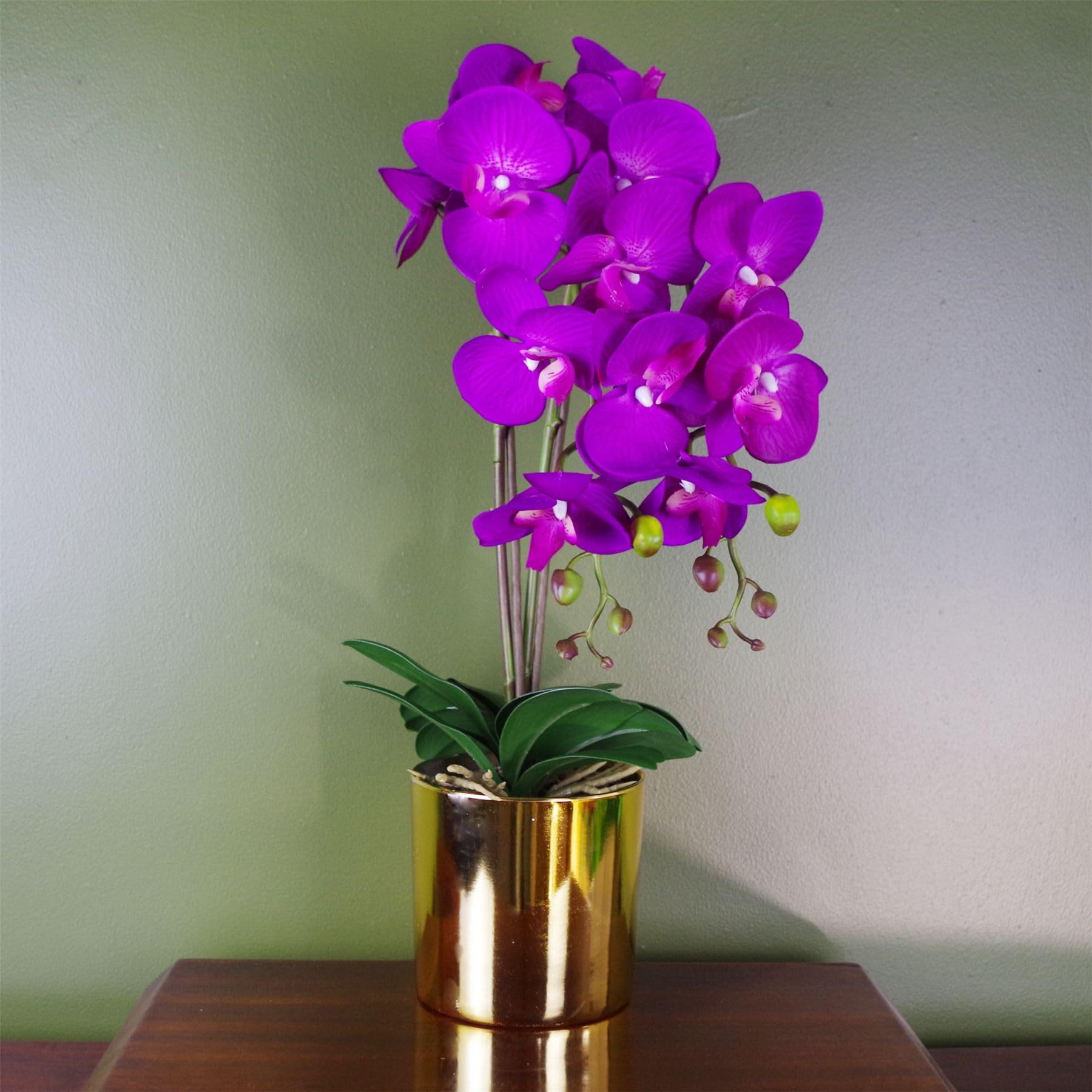 Blue Pirate Purple/Gold Artificial Orchid 52Cm Real Touch