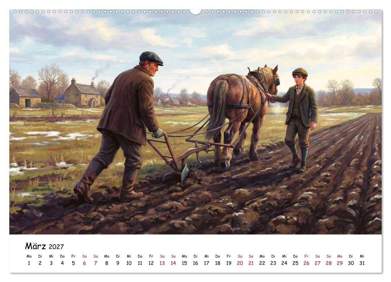 Zwischen Feld und Hof - Landleben vor über hundert Jahren (hochwertiger Premium Wandkalender 2027 DIN A2 quer), Kunstdruck in Hochglanz: Arbeit, Ruhe ... im frühen 20. Jahrhundert. (CALVENDO Kunst)