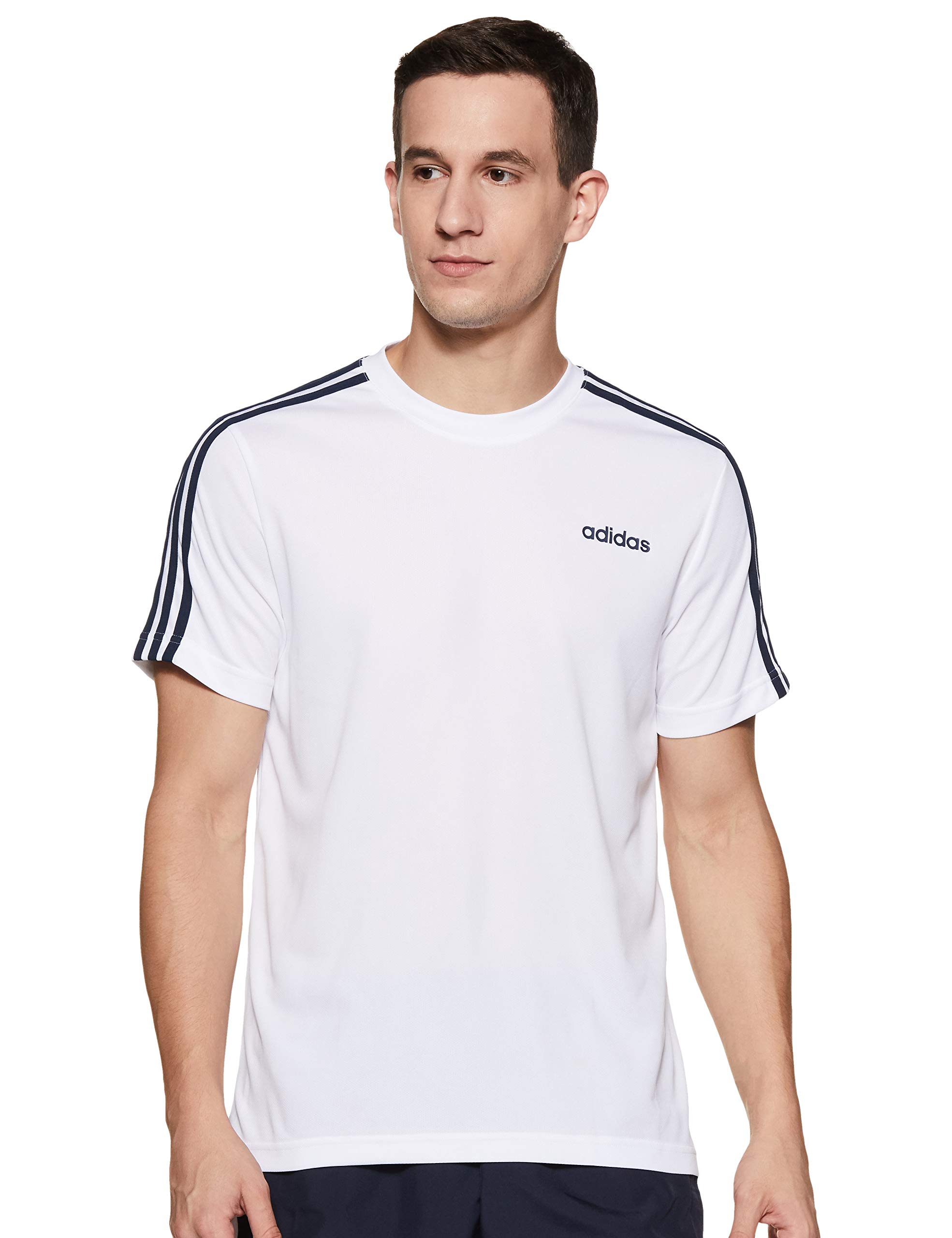 Sporty Men Round Neck 3-Stripes Tee - Lightweight, Breathable & Moisture-Wicking Sports T-Shirt for Training, Running, Gym & Everyday Casual Activewear for All-Season