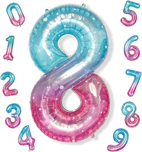 Vista 561 de Globos de 40 pulgadas, globo azul claro número 4, helio autoinflable de aluminio azul bebé para niños de 40 a 15 años, decoraciones de fiesta