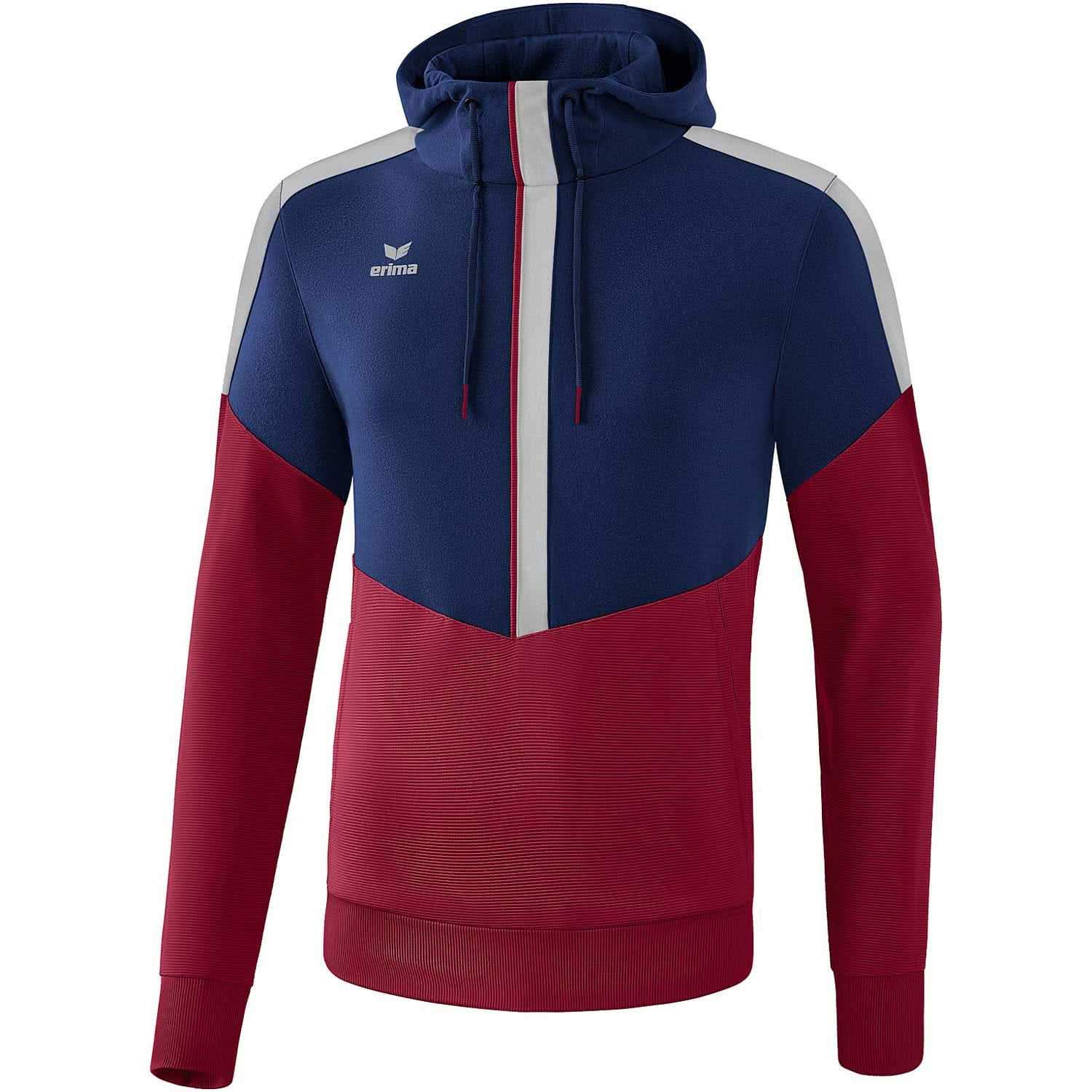 Erima Squad Hoody - New Navy/Bordeaux/Silver Grey, Small