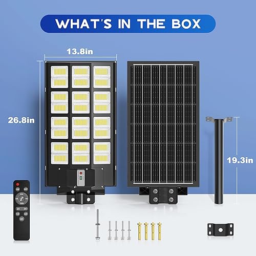 Miniatura 7 de Luces solares de 8000 W para exteriores, luz solar de calle de 7000 K al aire libre, luces de inundación de seguridad solares IP66 impermeables del