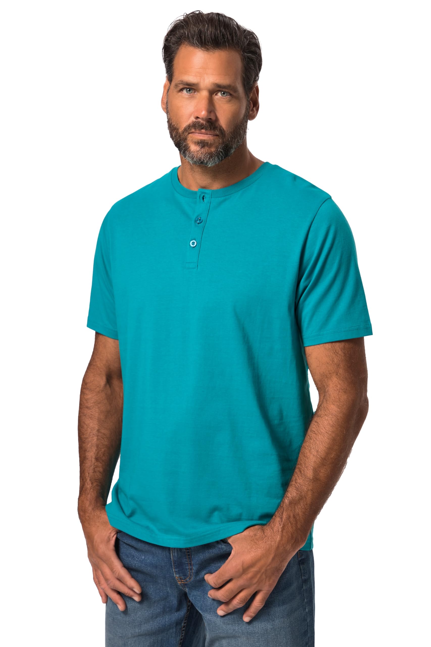 JP 1880 Men's Large Sizes Plus Sizes Menswear L-8XL JP1880 Henley, Basic, Button Placket, Half Sleeve, up to 7 XL 726695